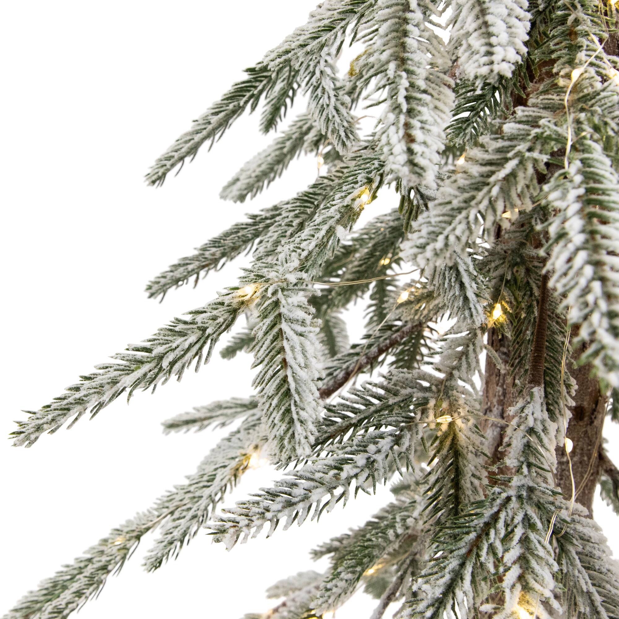 4ft. Pre-Lit Alpine Flocked Artificial Christmas Tree, Clear LED Lights