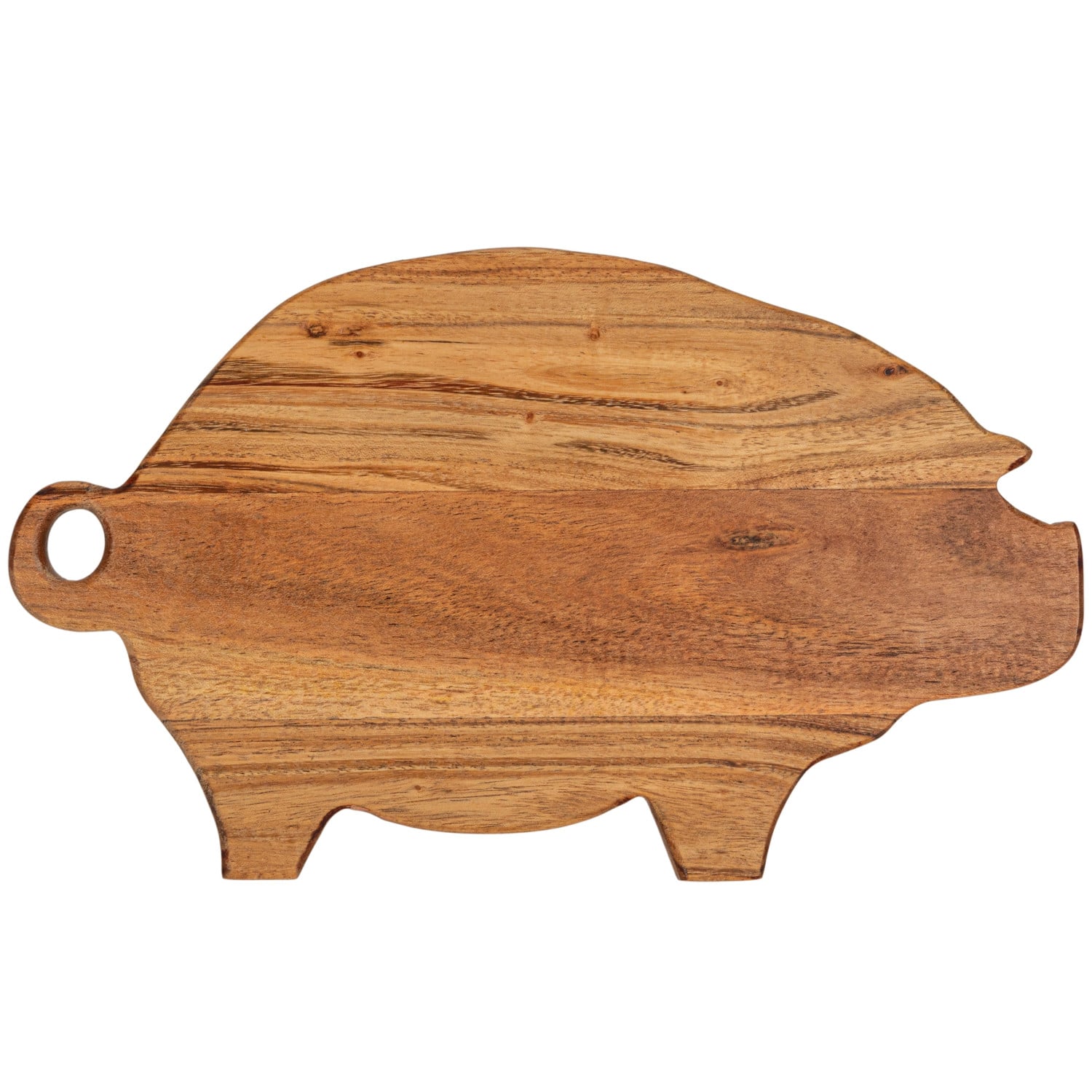 11.75&#x22; Natural Pig Shaped Mango Wood Handled Cheese &#x26; Cutting Board