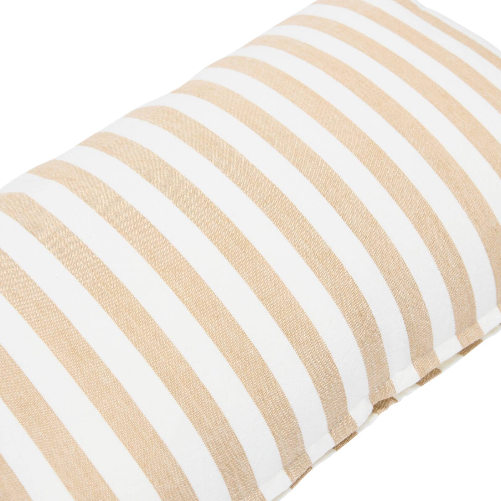 20&#x27;&#x27; Striped Beige Cotton Lumbar Pillow Cover