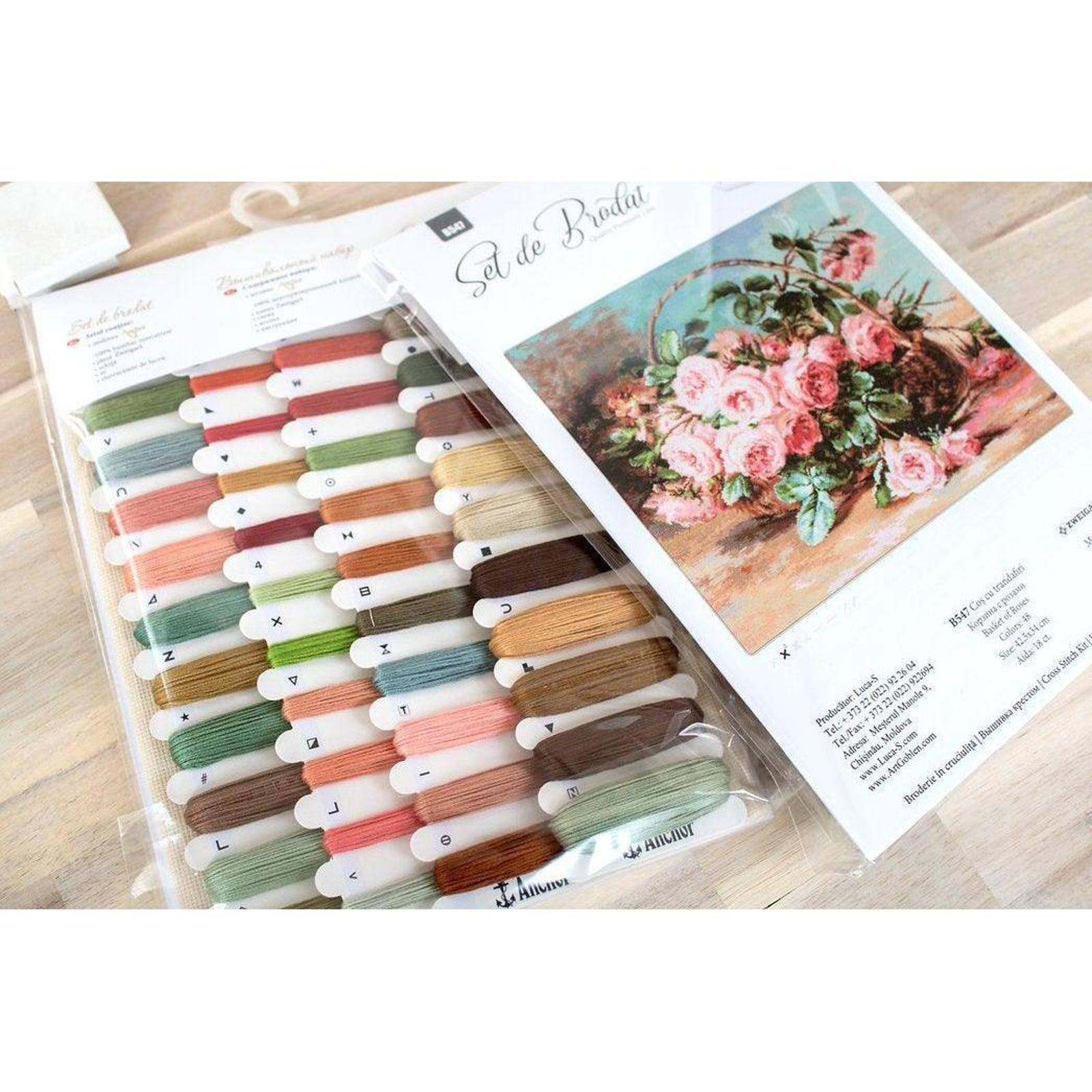 Luca-S Basket of Roses Counted Cross Stitch Kit