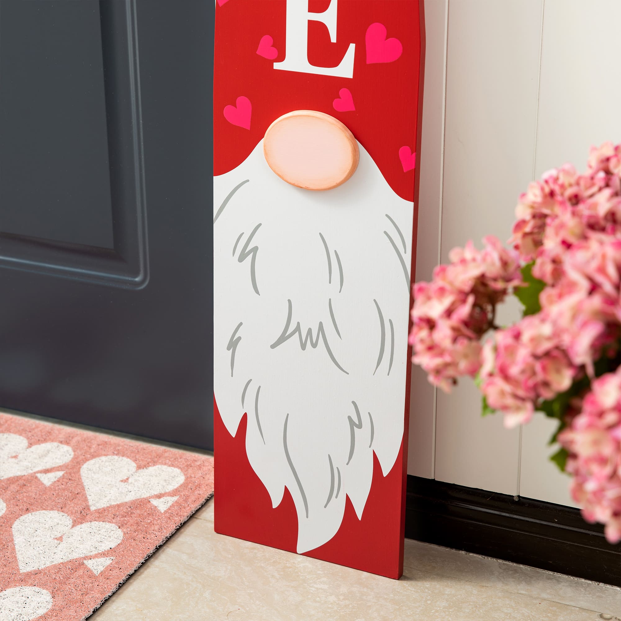 Glitzhome&#xAE; 42&#x22; Valentine&#x27;s Wooden Gnome Porch Decor