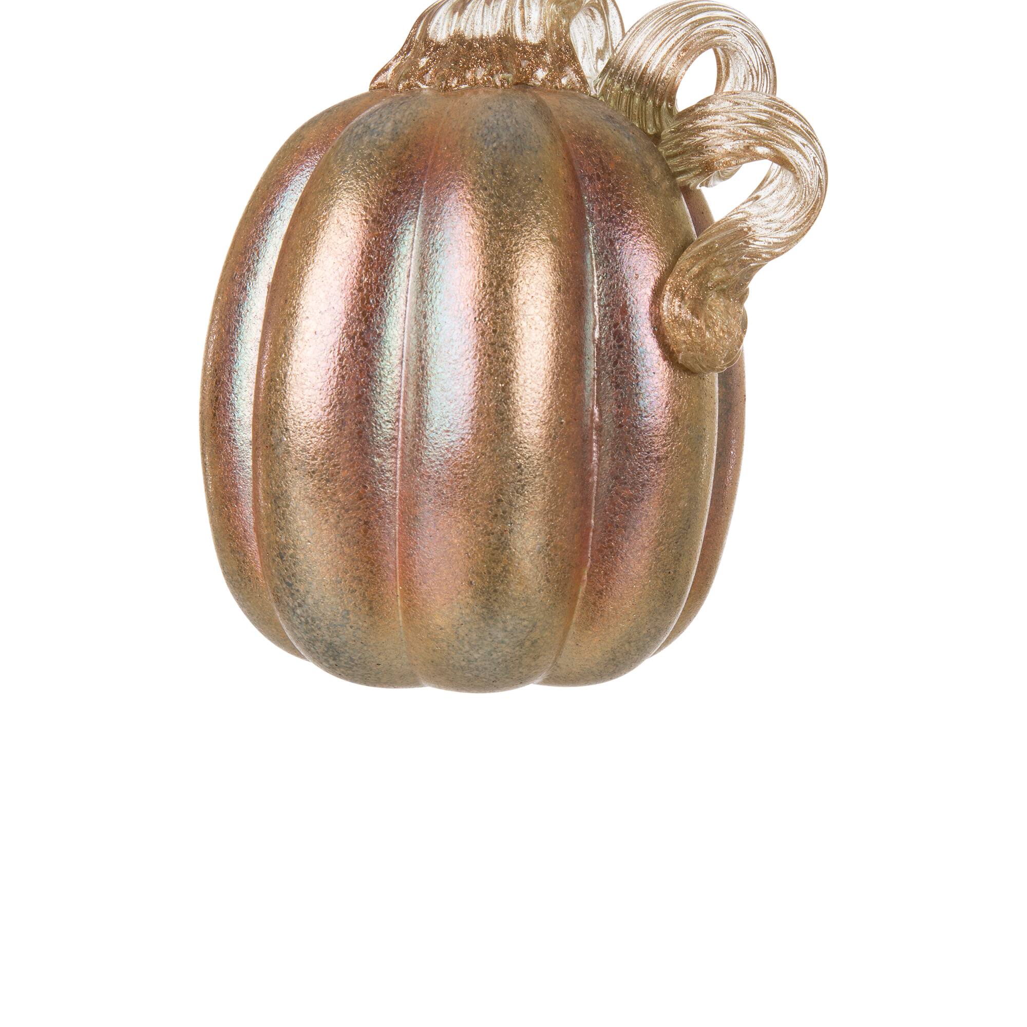Glitzhome® Blue & Gold Glittery Glass Pumpkin Set