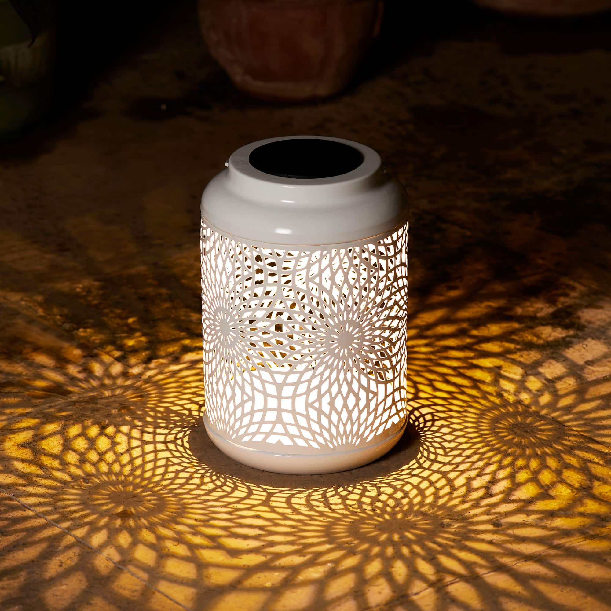 Glitzhome® 9" Cutout Metal Solar Powered Outdoor Hanging Lantern