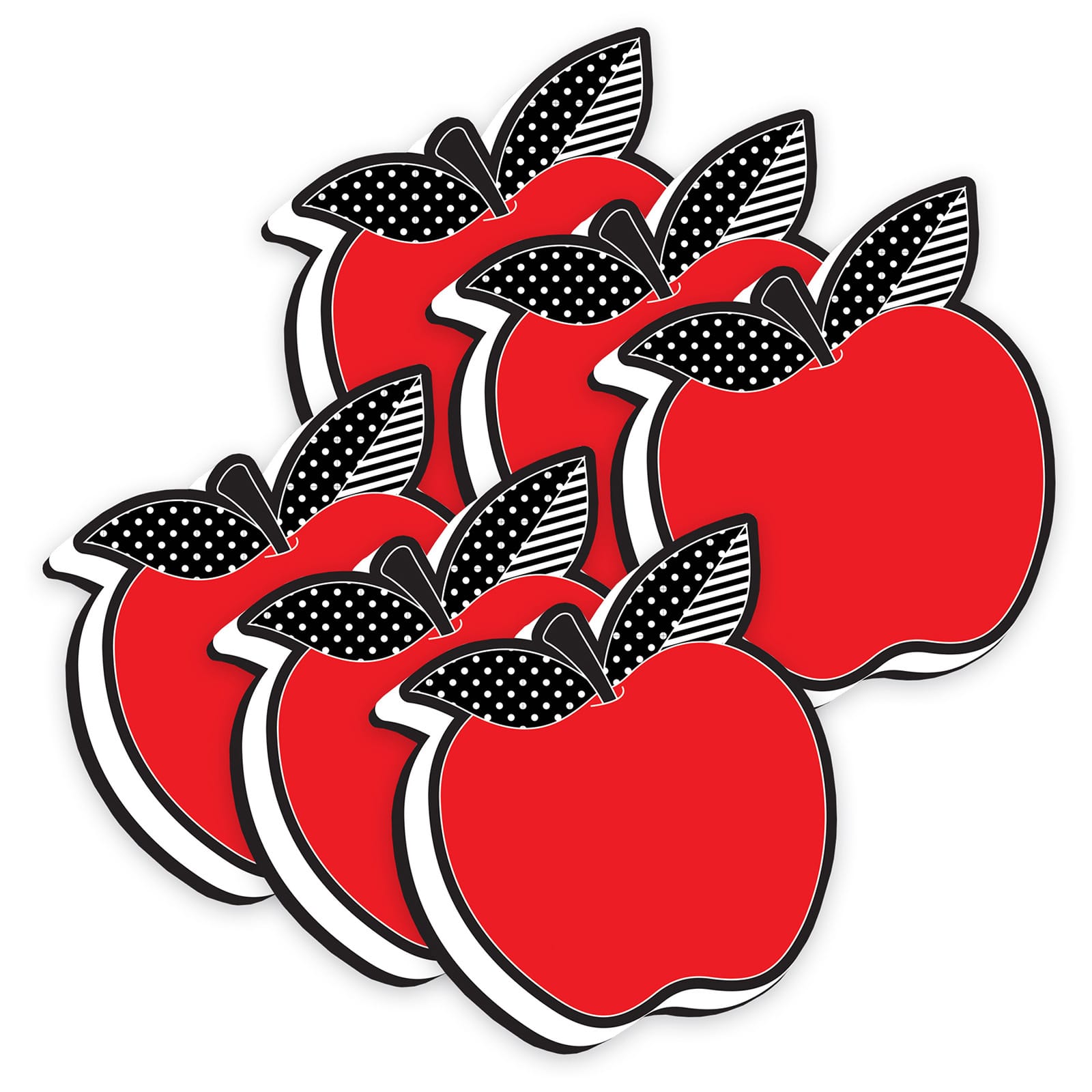 Ashley Productions Red Apple with Black and White Leaves Magnetic Whiteboard Erasers, 6ct.