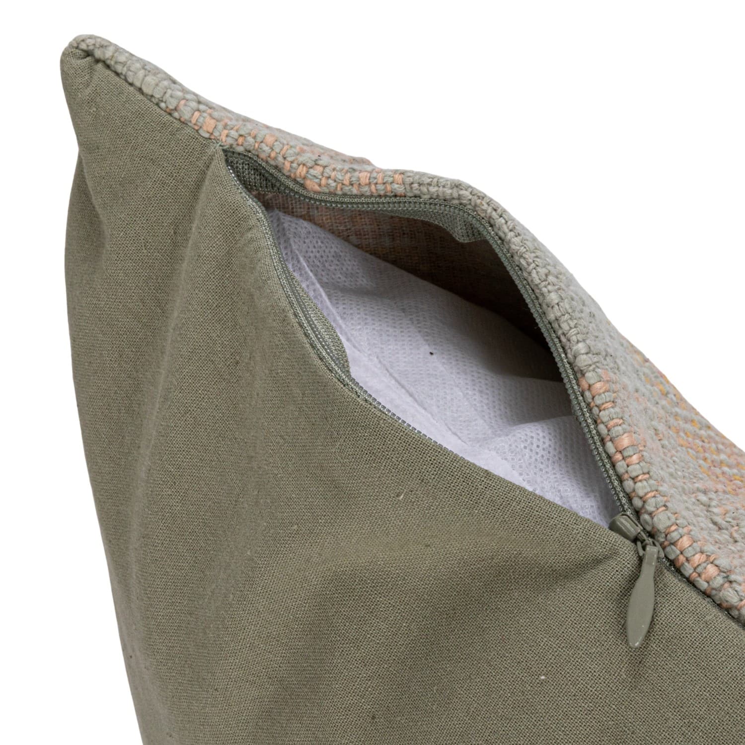 Hello Honey® 20" x 20" Tan & Pink Plaid Hand-Woven Cotton Pillow