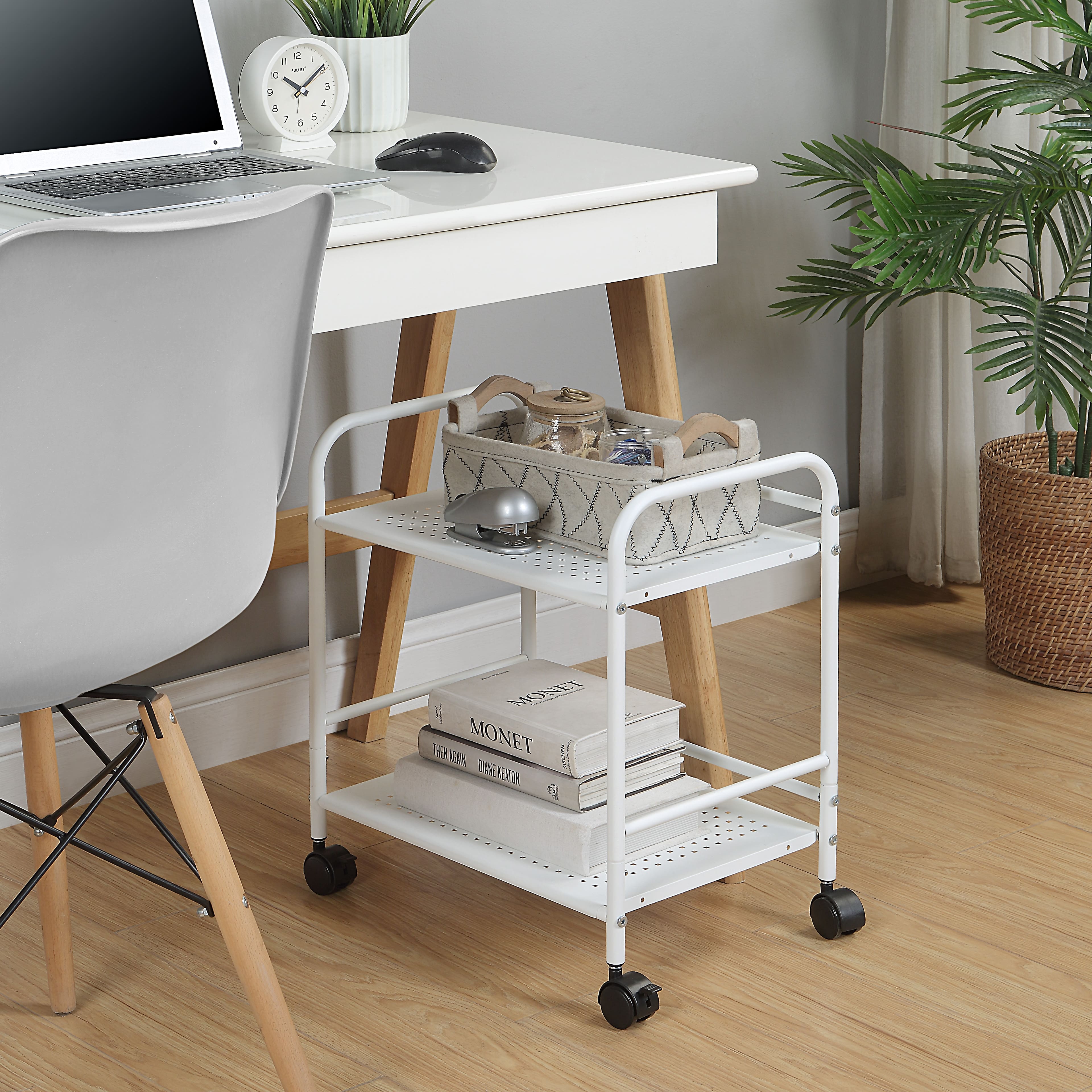 SunnyPoint 2-Tier Metal Rolling Utility Cart