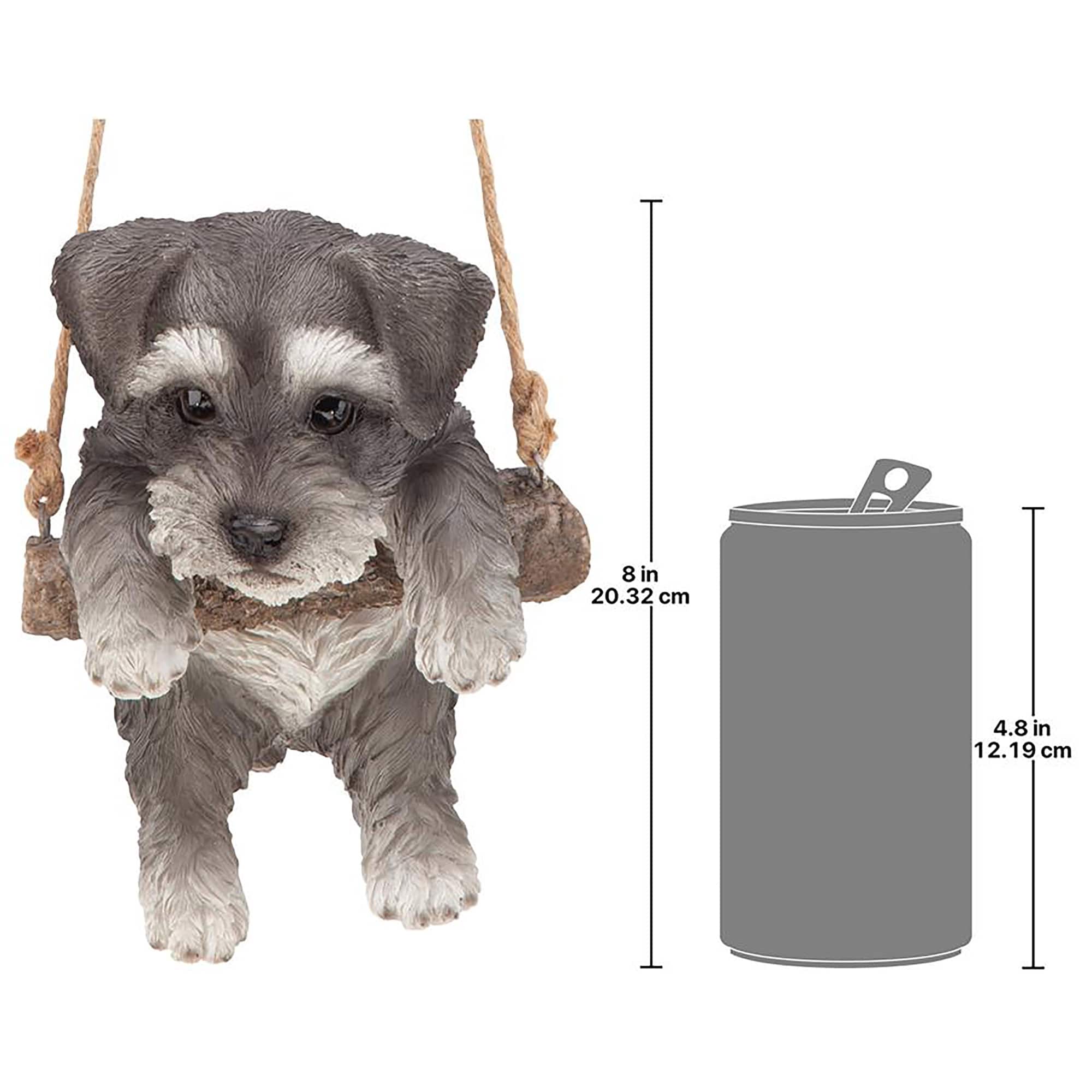Design Toscano 8&#x22; Mini Schnauzer Puppy on a Perch Hanging Dog Sculpture