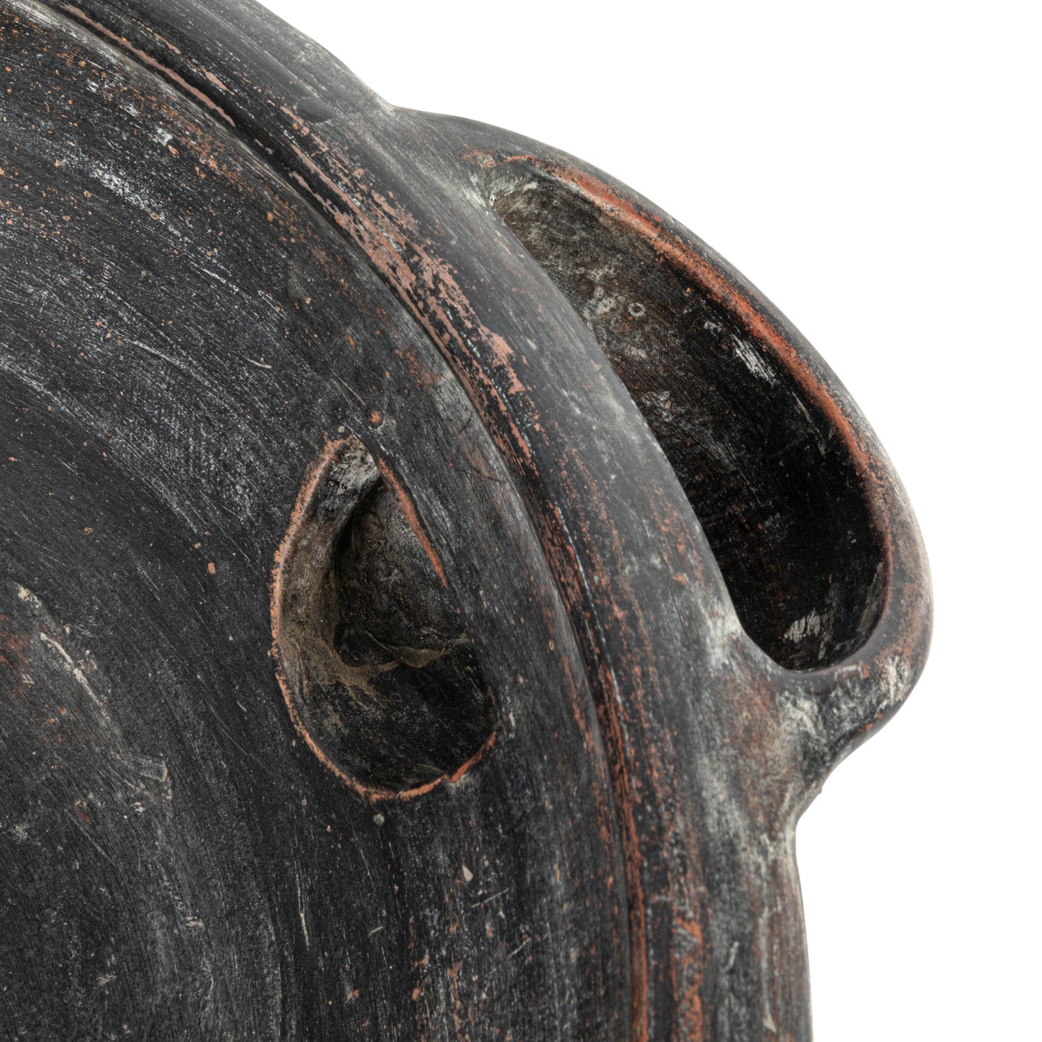 Hello Honey&#xAE; 22&#x22; Black Decorative Vintage Clay Bowl with Handle