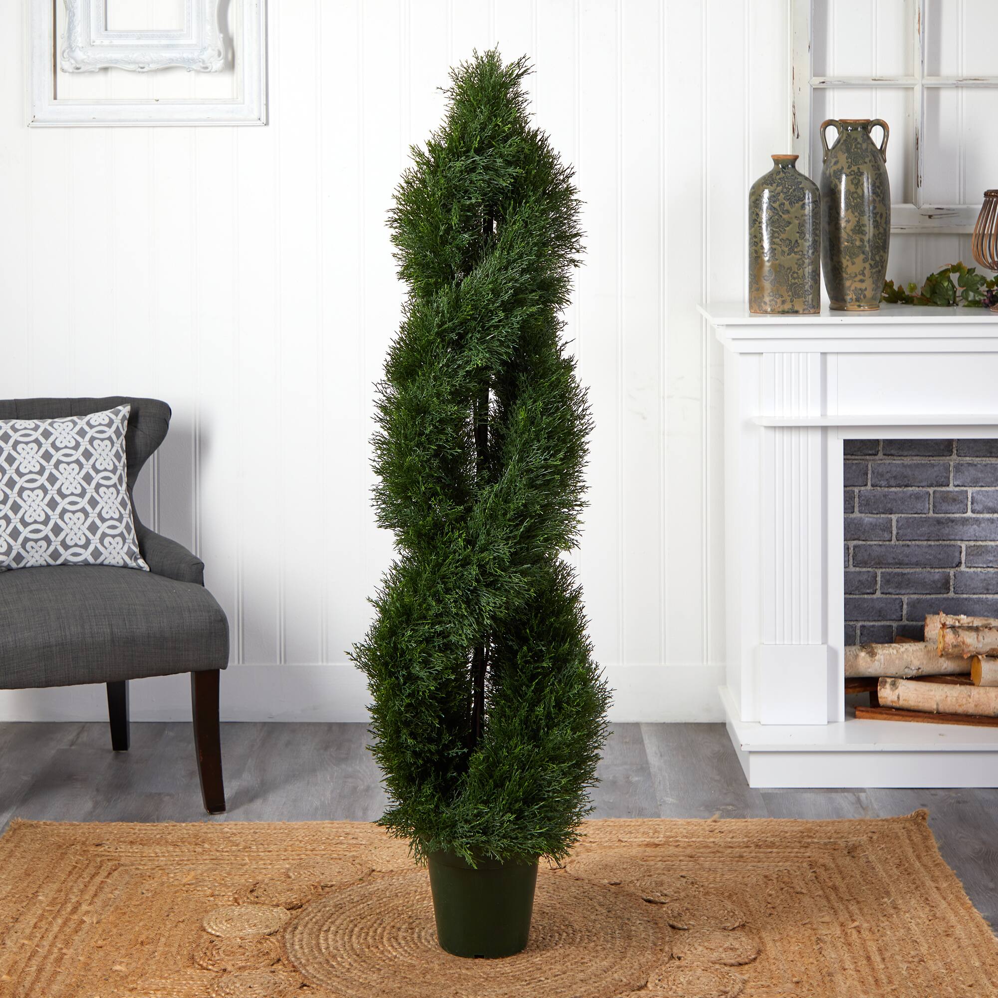 5ft. Potted Double Pond Cypress Spiral Topiary Tree
