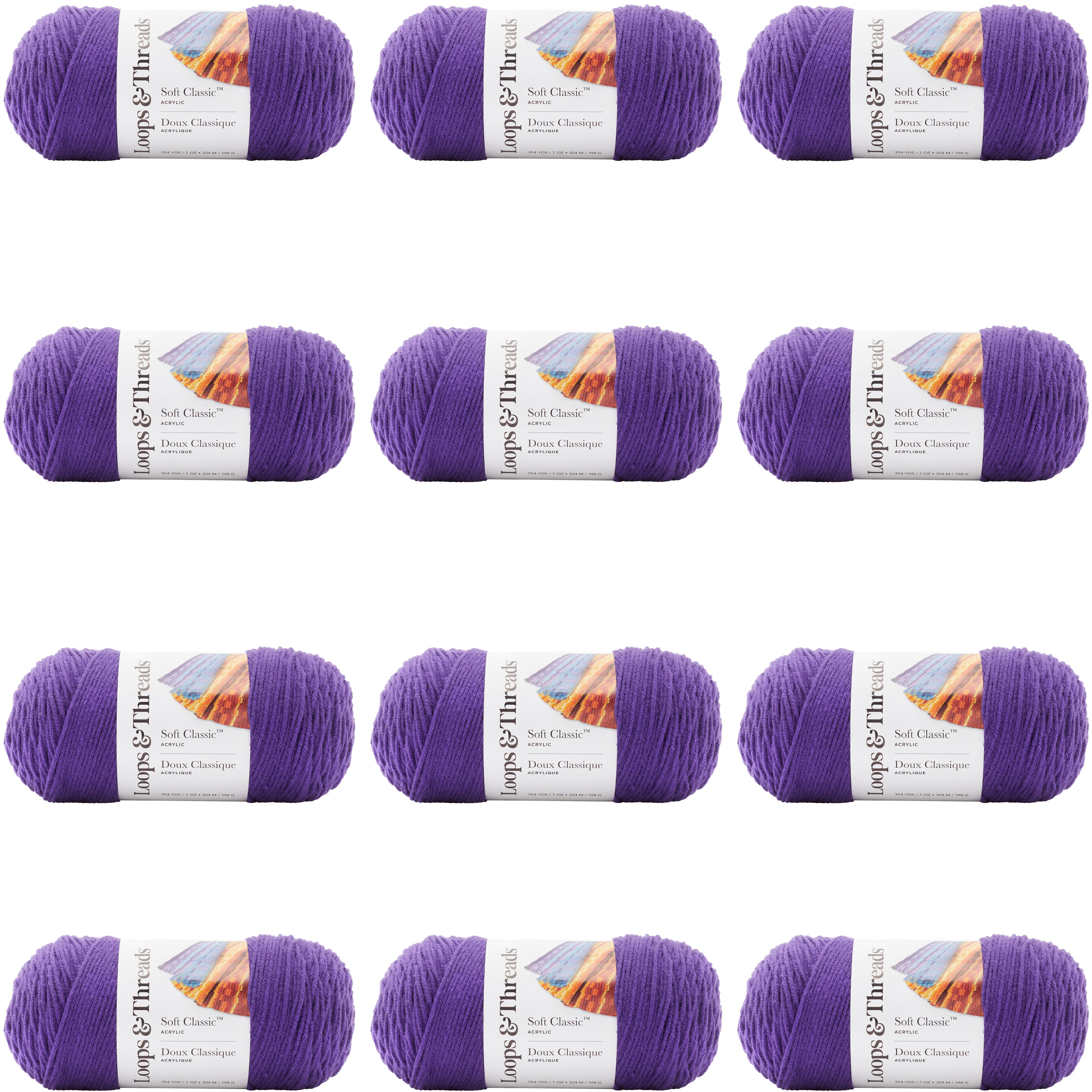 12 Pack: Soft Classic&#x2122; Solid Yarn by Loops &#x26; Threads&#xAE;