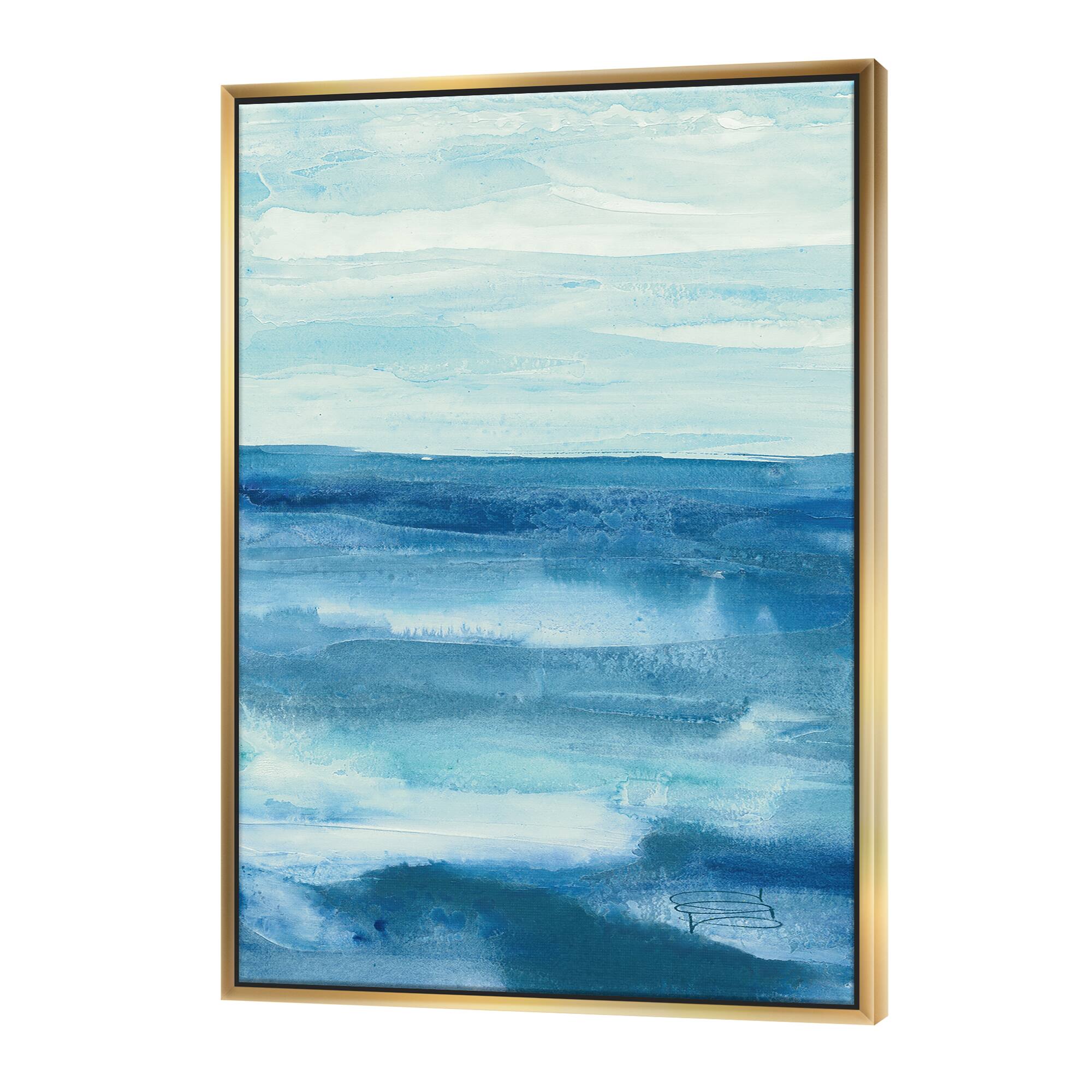 Designart - Lost in Blue Panel - Nautical & Coastal Canvas in Gold Frame