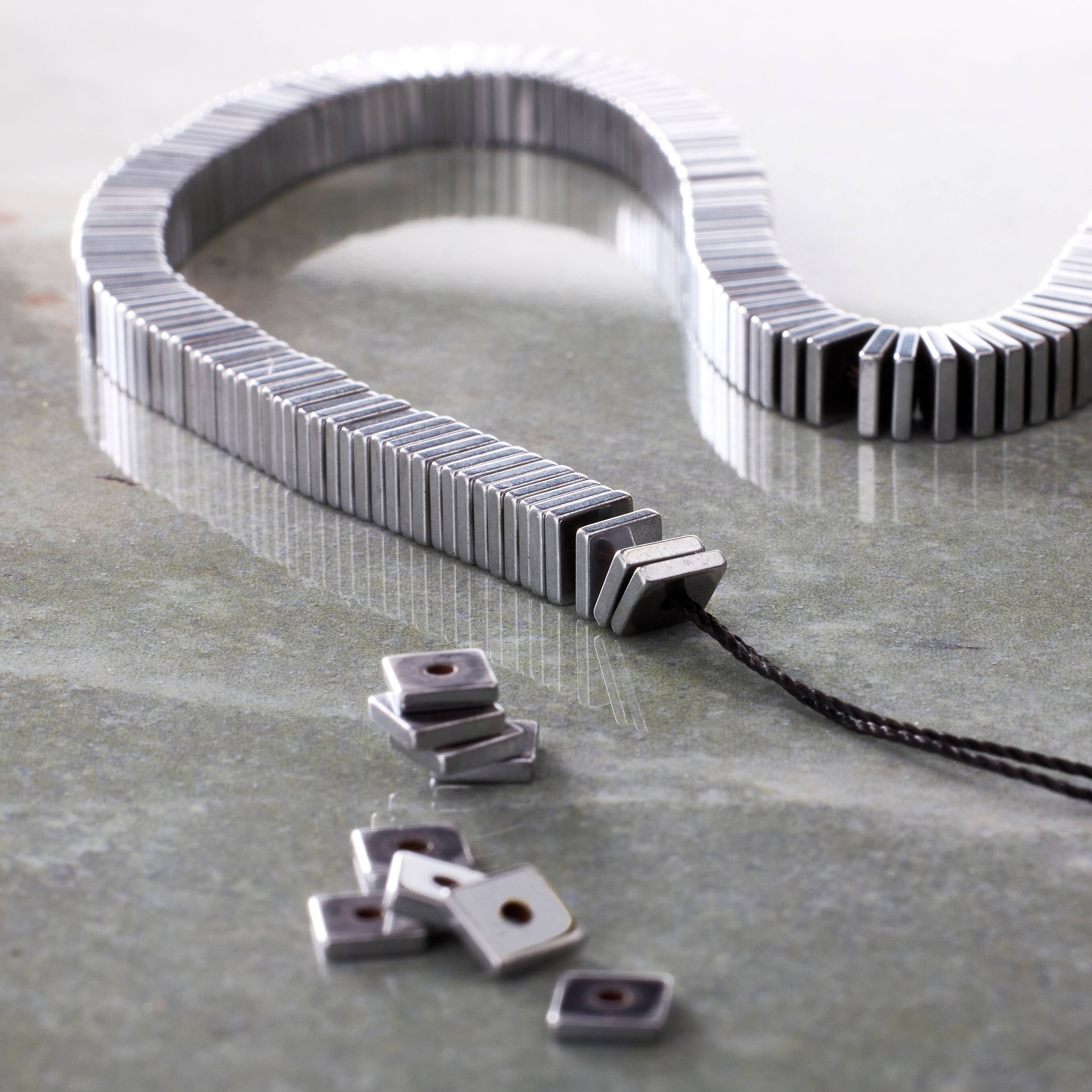 12 Pack:  Silver Hematite Stone Square Beads, 4mm by Bead Landing&#x2122;