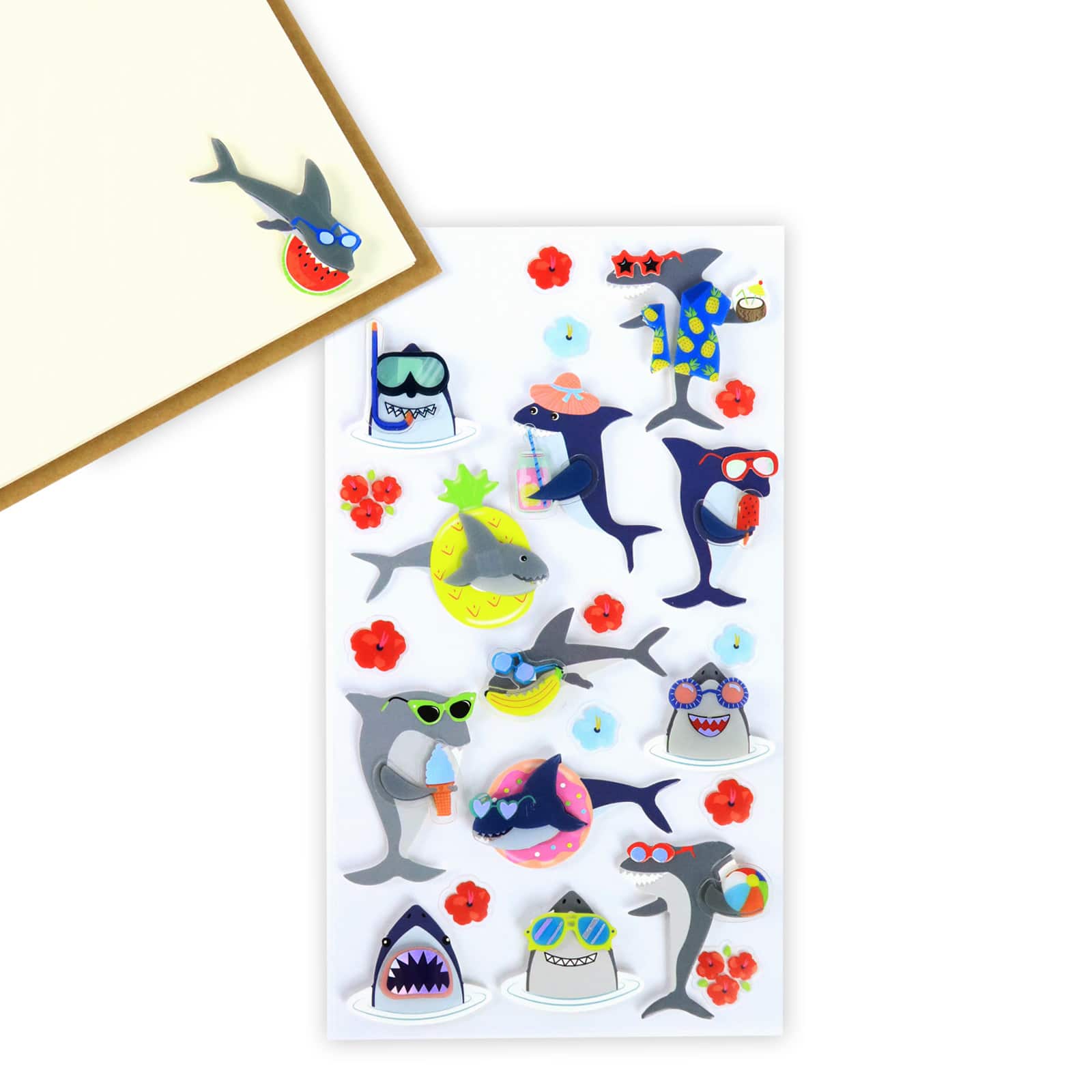 12 Pack: Hawaiian Shark Dimensional Stickers by Recollections™