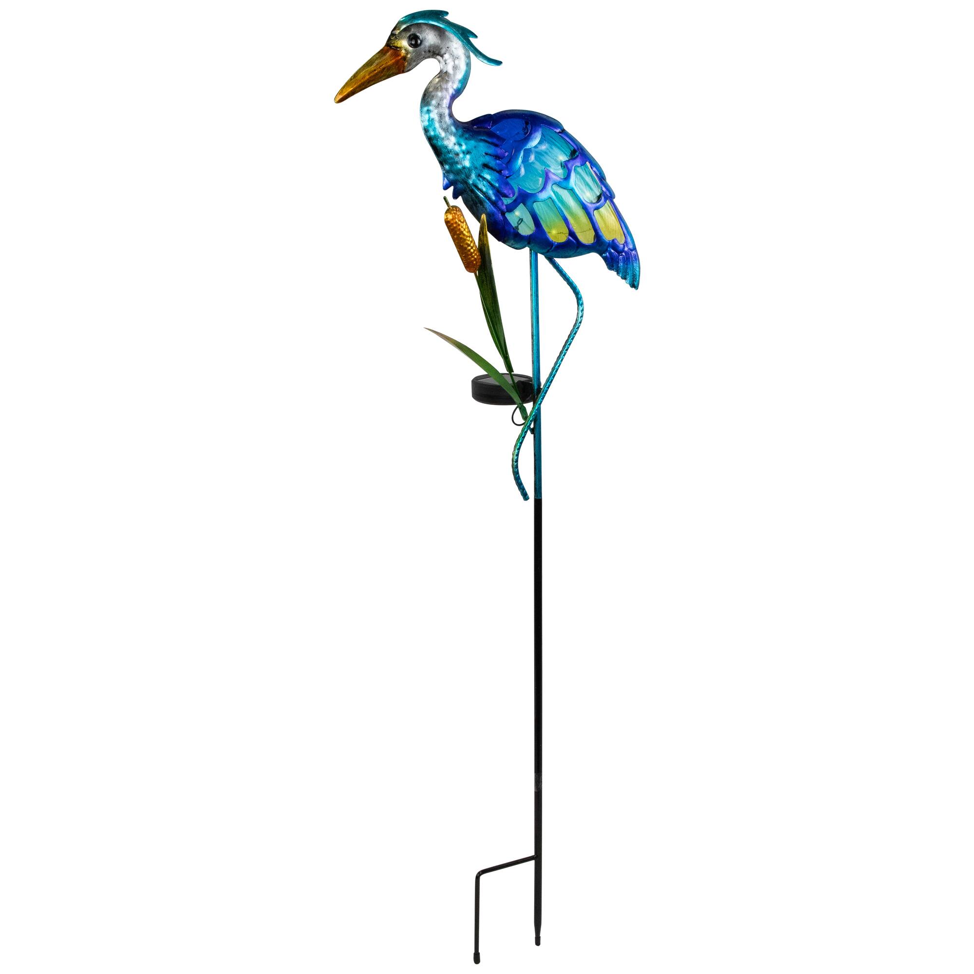 3ft. Solar Lighted Blue Heron Outdoor Garden Stake