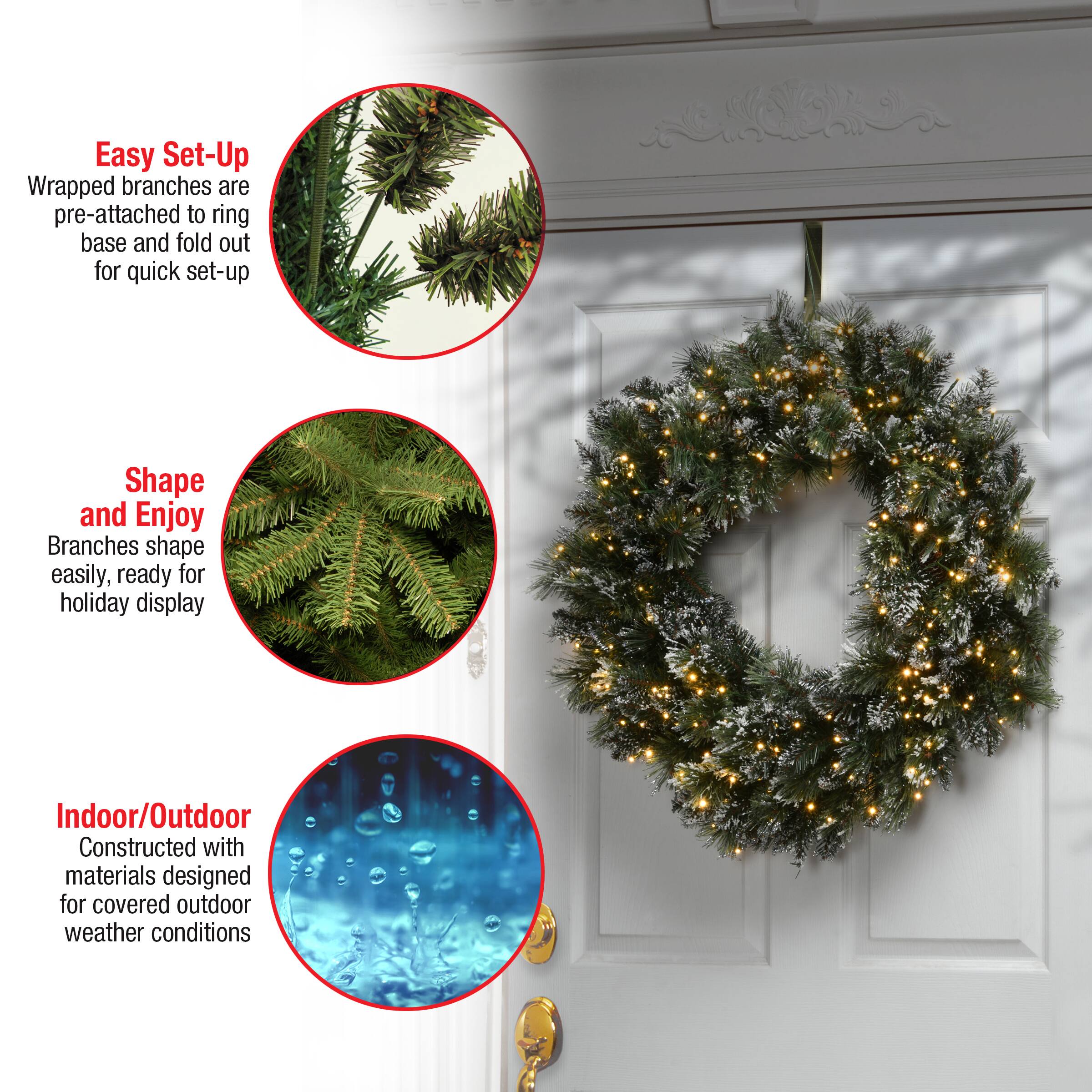 30" LED Cosmic Lights® Glittery Bristle Pine Wreath