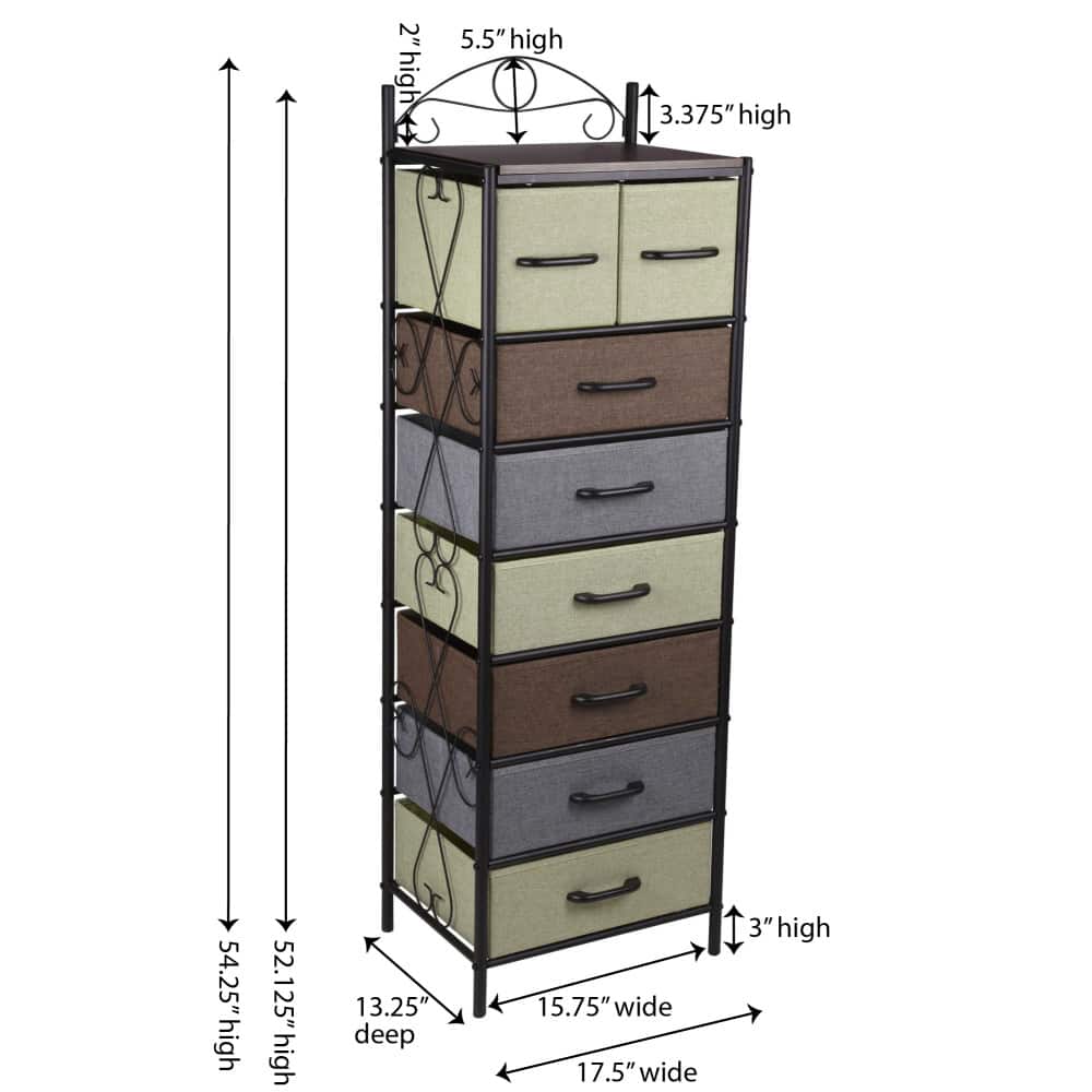 Household Essentials Victoria 54" 8-Drawer Narrow Dresser