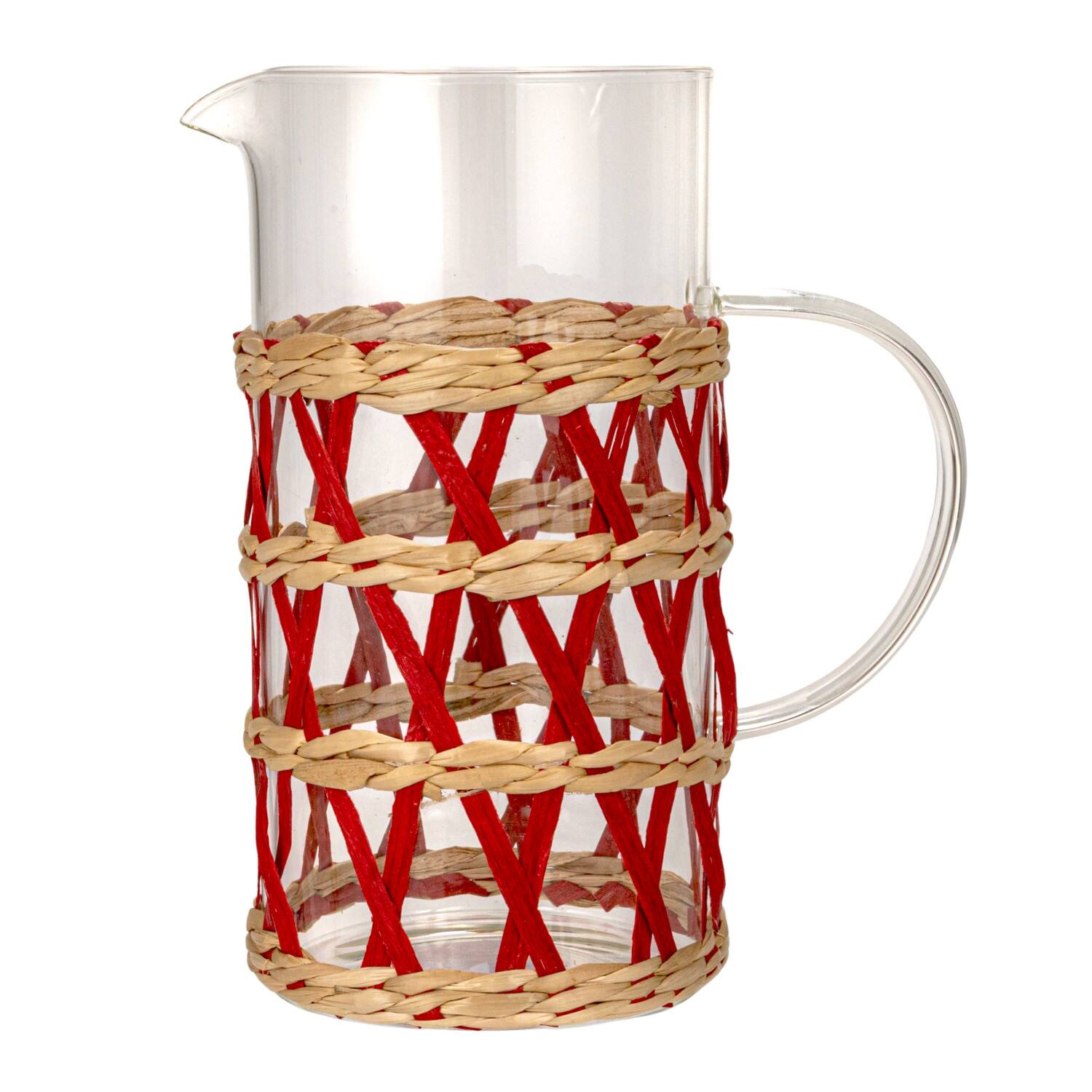 Hello Honey® Glass Pitcher with Natural Woven Sleeve
