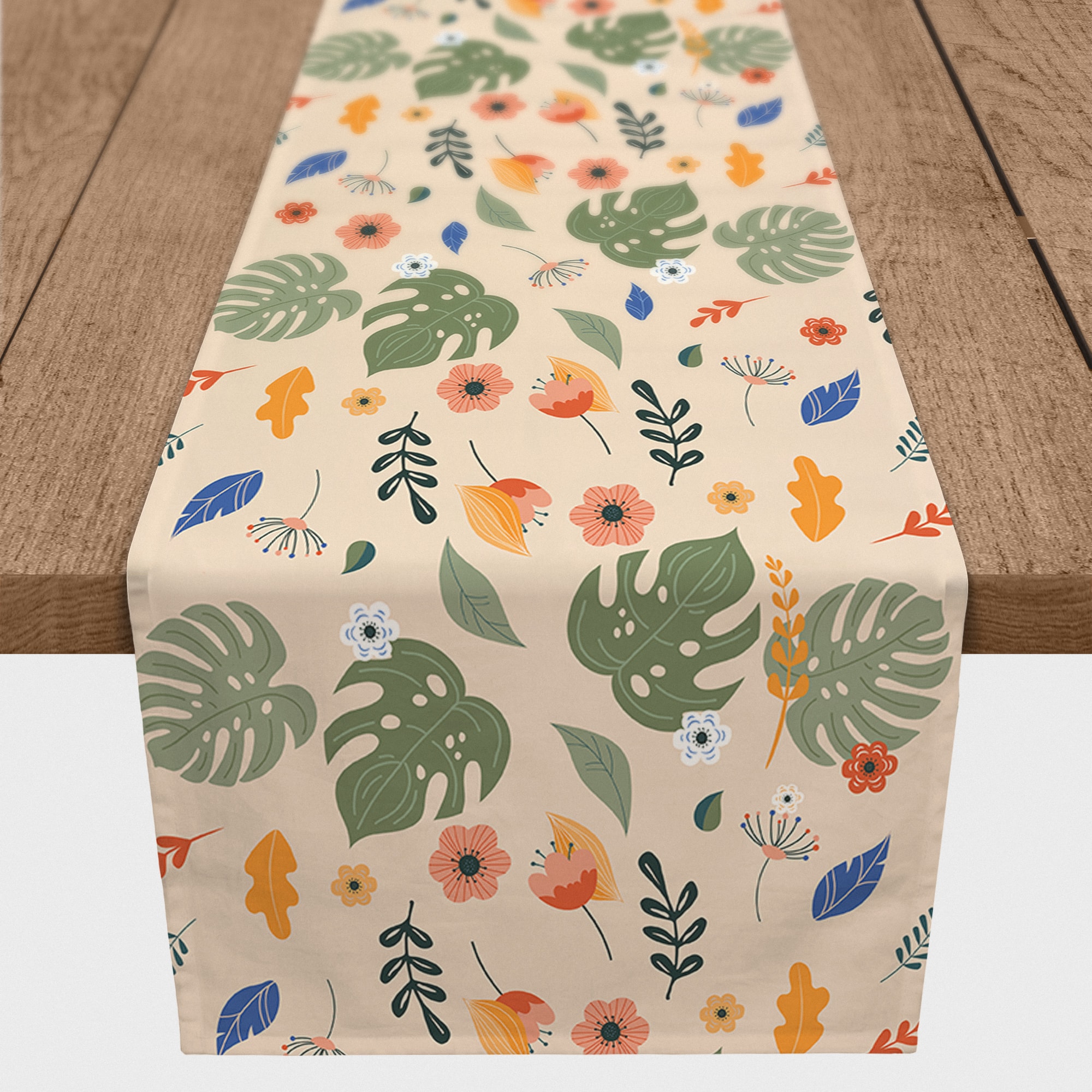 Floral Summer Palms 16" x 72" Cotton Twill Runner