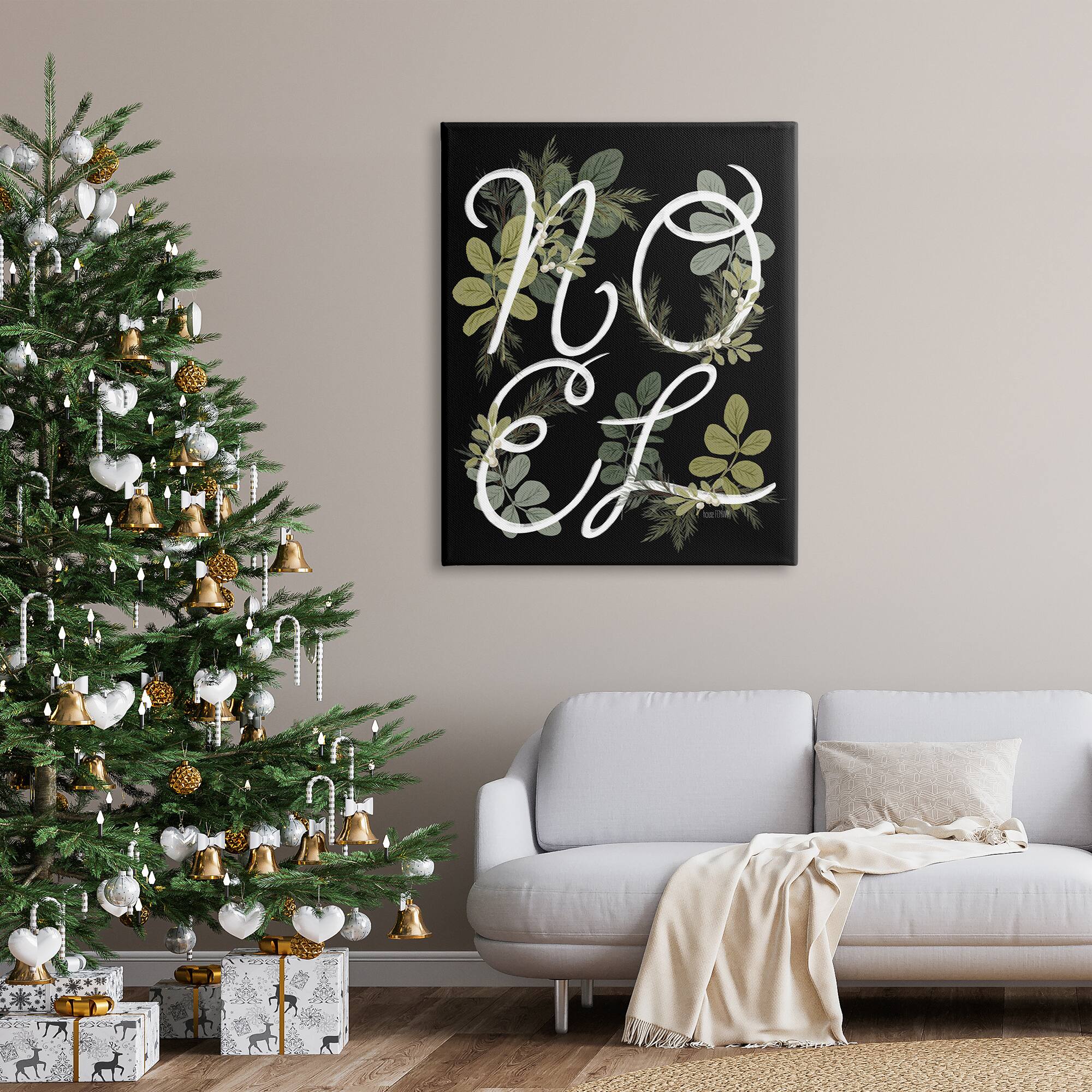 Stupell Industries Noel Intertwined Botanical Leaves Canvas Wall Art