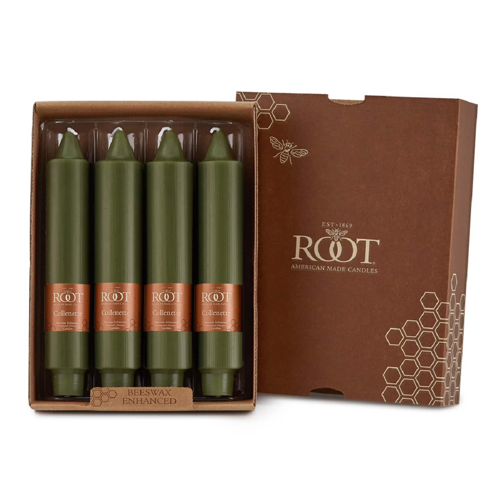 Root Candles 7" Unscented Smooth Collenette Taper Candles, 4ct.