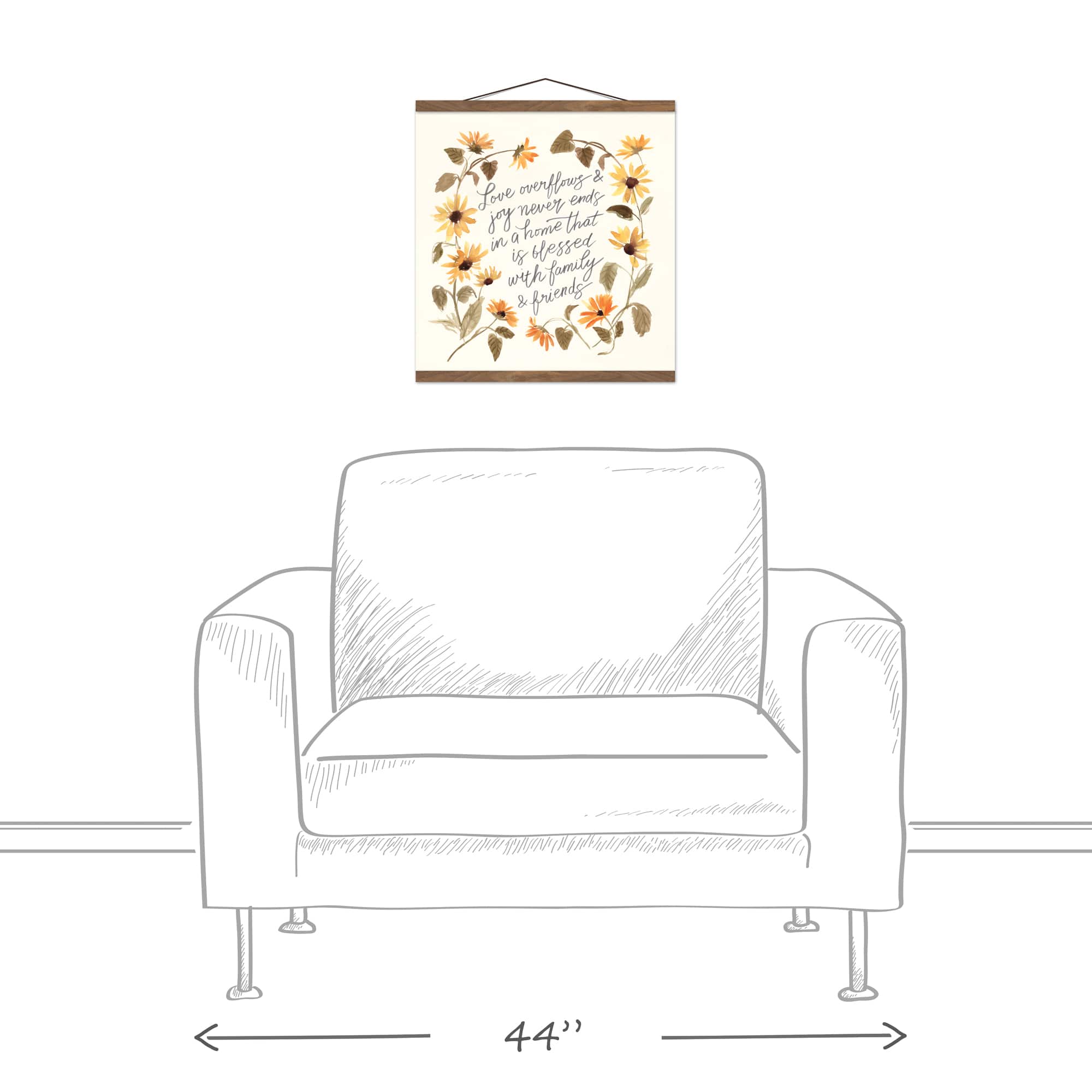 Love Overflows and Joy Never Ends Teak Hanging Canvas