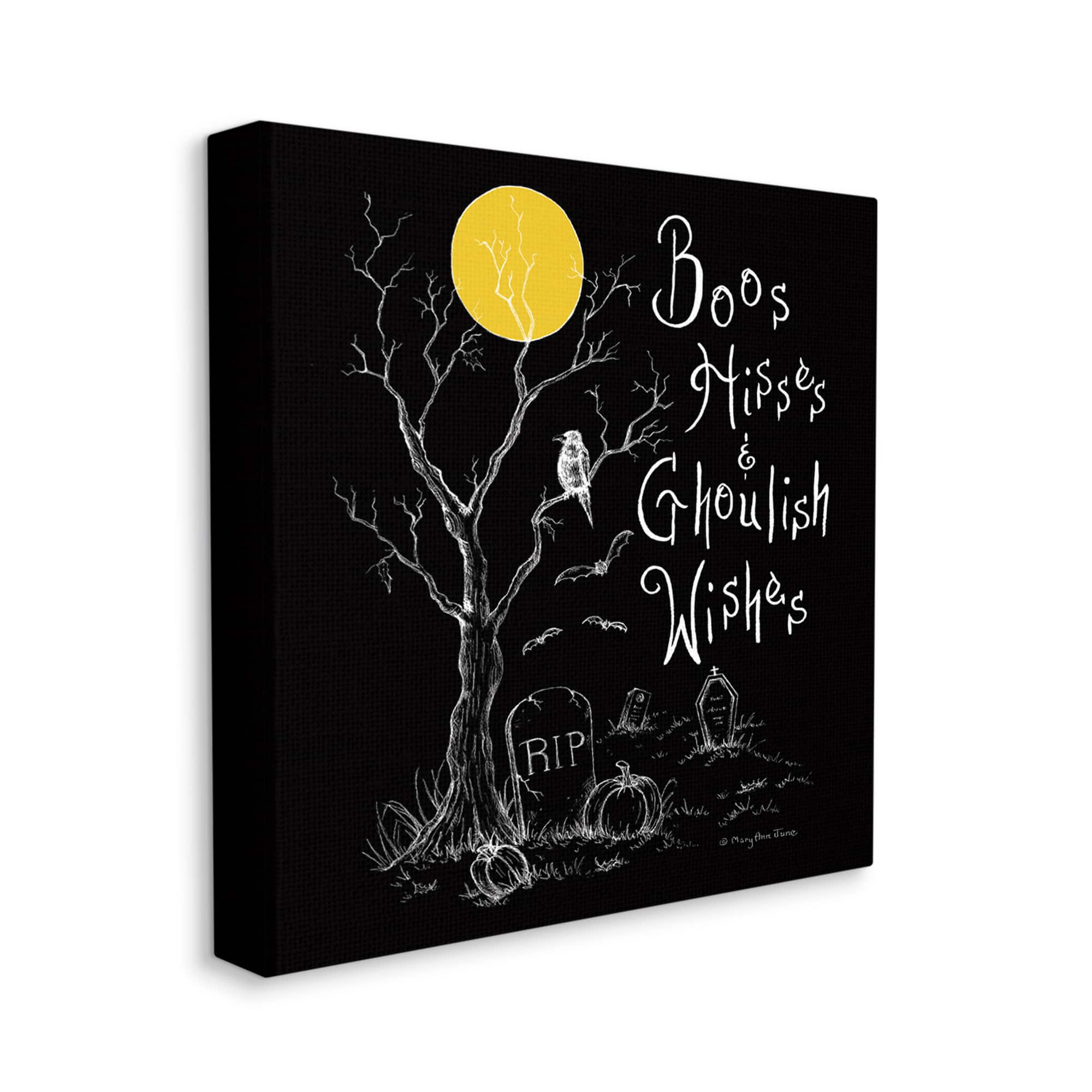 Stupell Industries Spooky Dark Halloween Phrase Canvas Wall Art