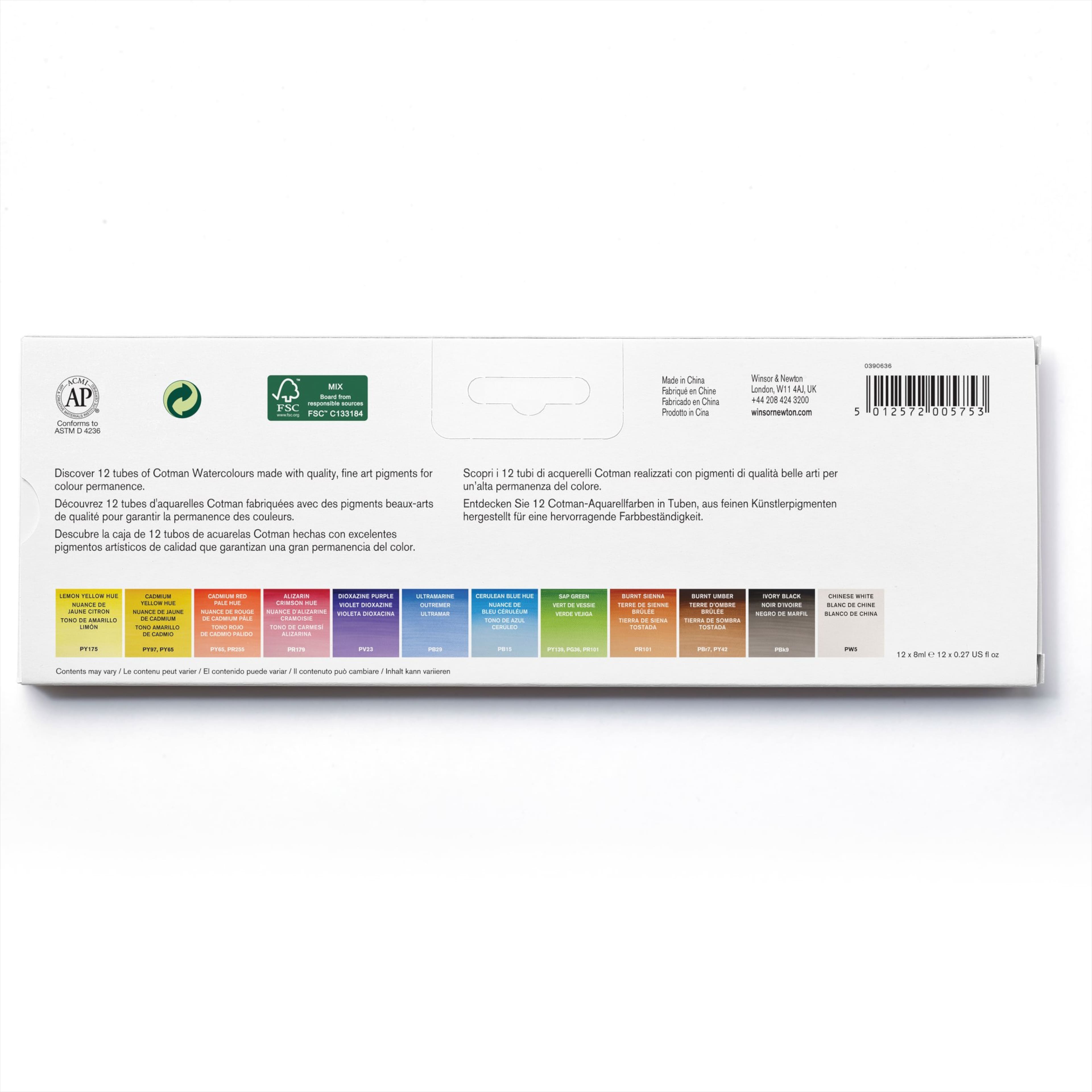 Winsor &#x26; Newton&#x2122; Cotman Watercolour&#x2122; 12 Color Paint Tube Collection