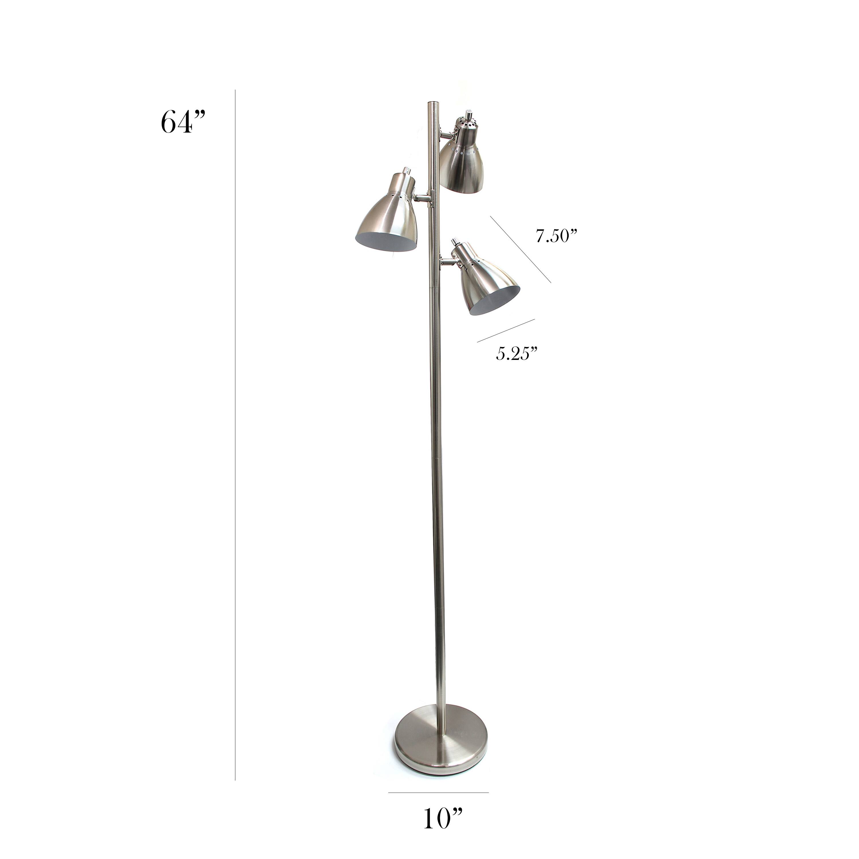 Simple Designs 64&#x22; Metal 3-Light Tree Floor Lamp