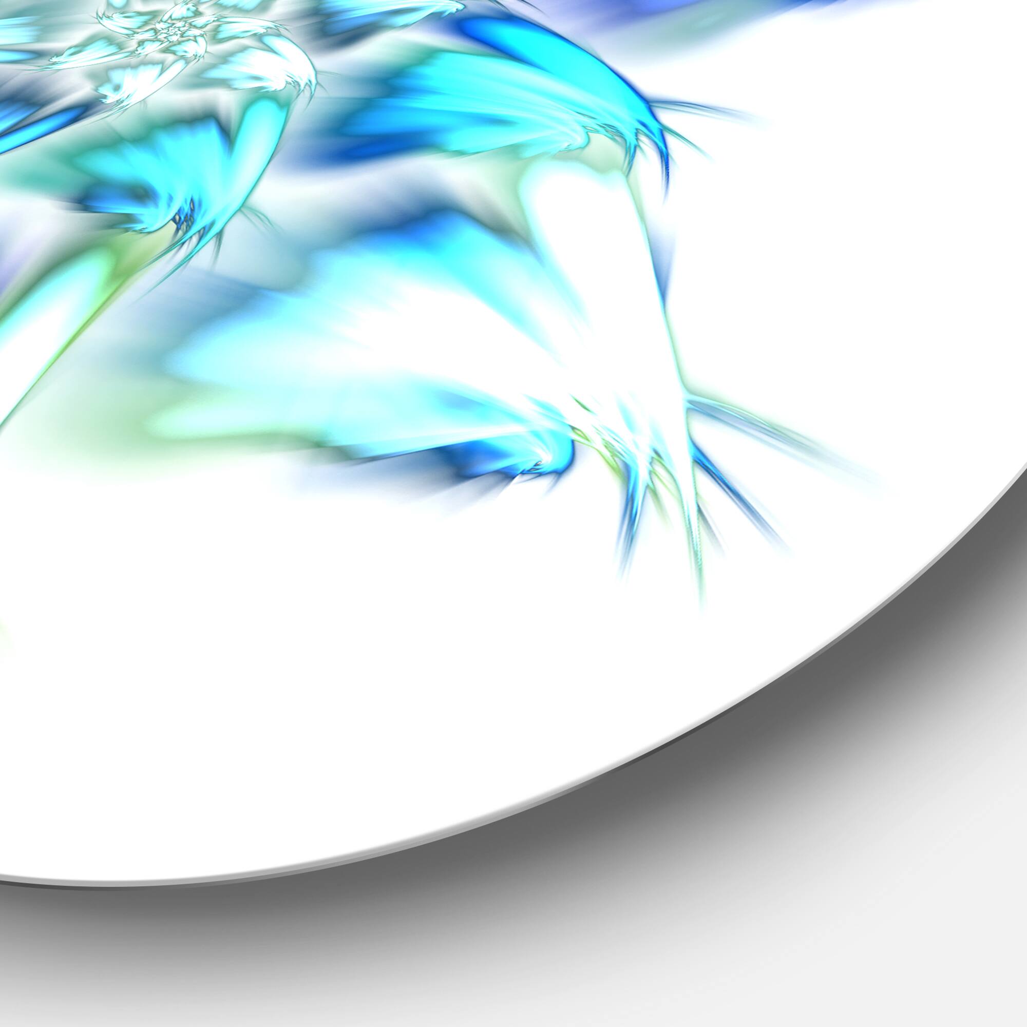 Designart - Blue and Green Fractal Flower' Floral Metal Circle Wall Art