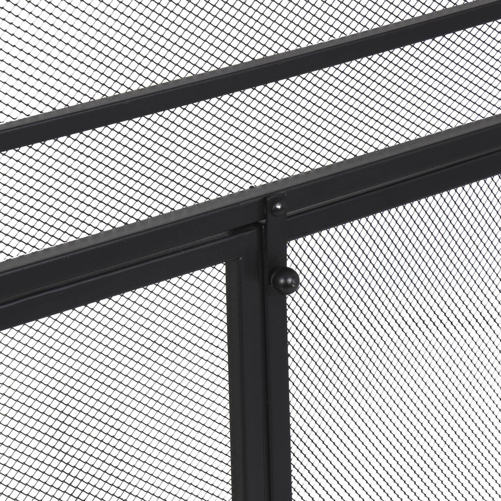 29" Tall Black Metal 3 Panel 2 Door Fireplace Screen with Mesh Backing