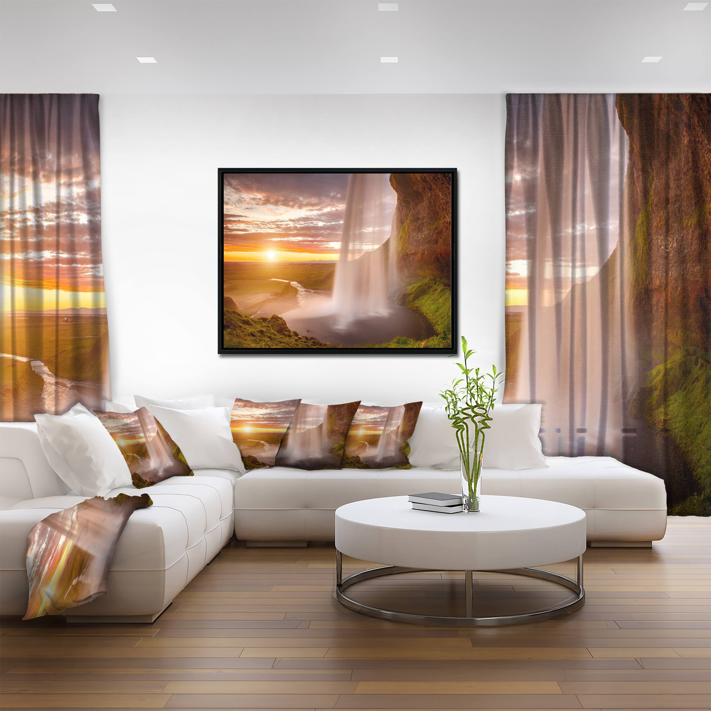 Designart - Seljalandsfoss Waterfall at Sunset