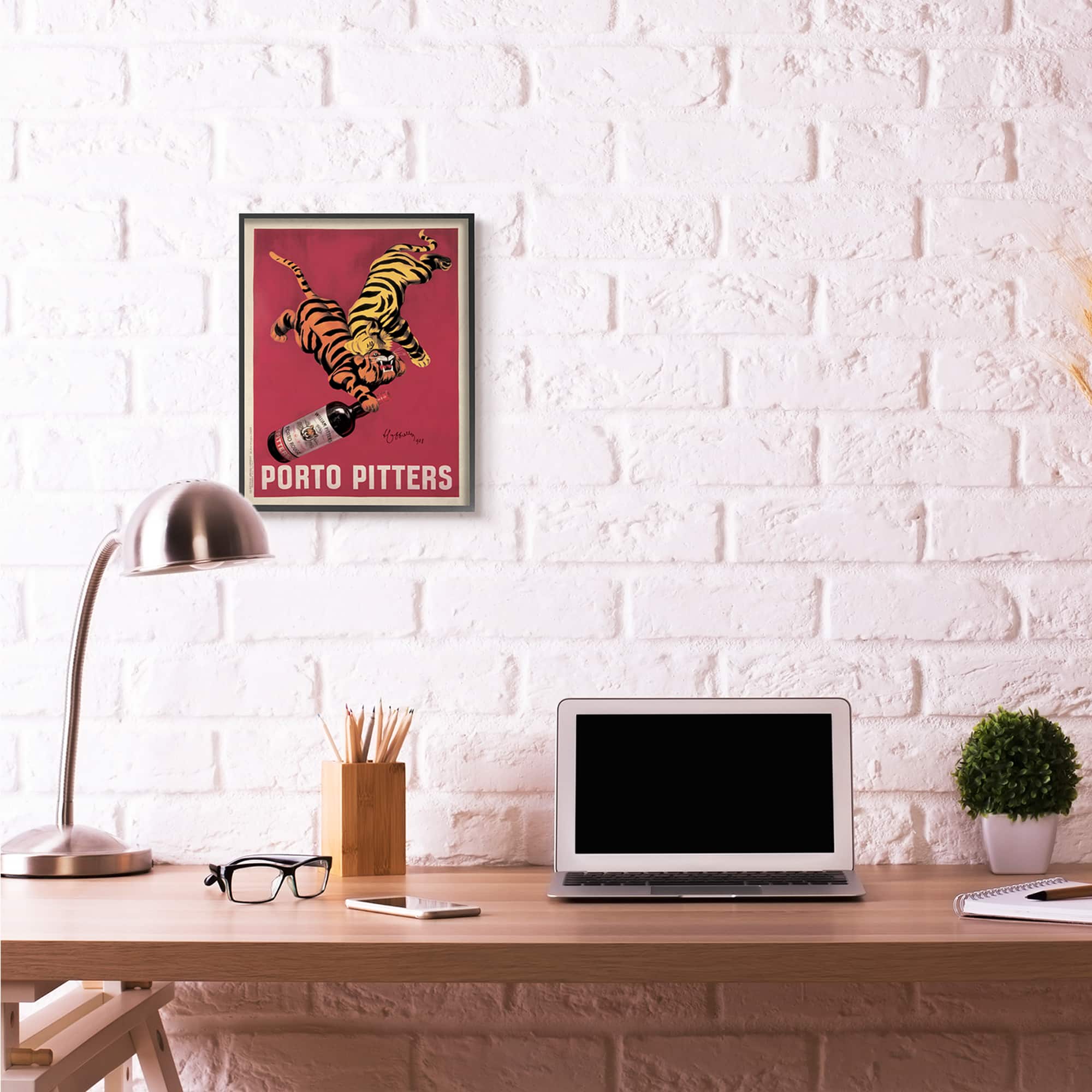 Stupell Industries Porto Pitters Vintage Poster in Black Frame Wall Art