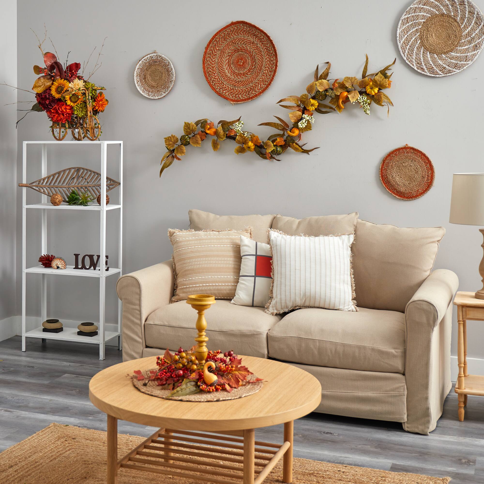 6ft. Fall Pumpkin, Gourds &#x26; White Berries Autumn Garland