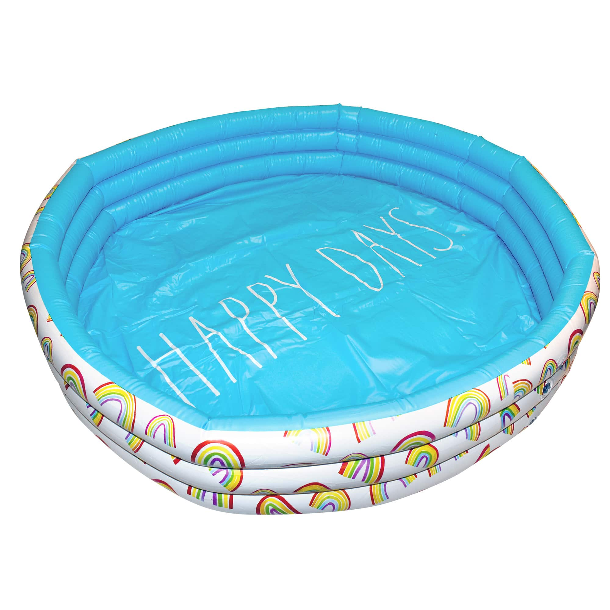 Rae Dunn 4ft. Happy Days Aqua Rainbow Mini Pool