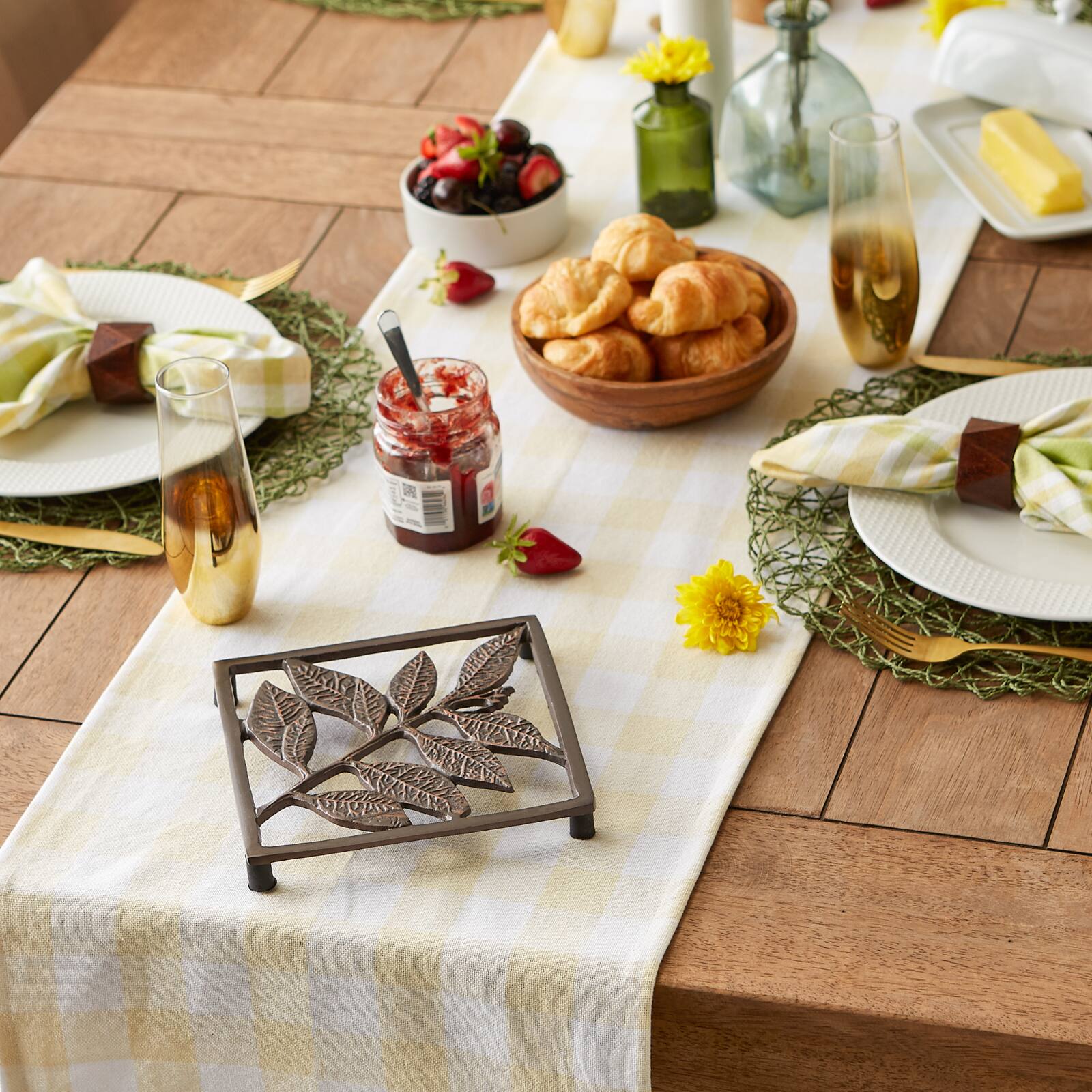 DII® 108" Heavyweight Check Fringed Table Runner