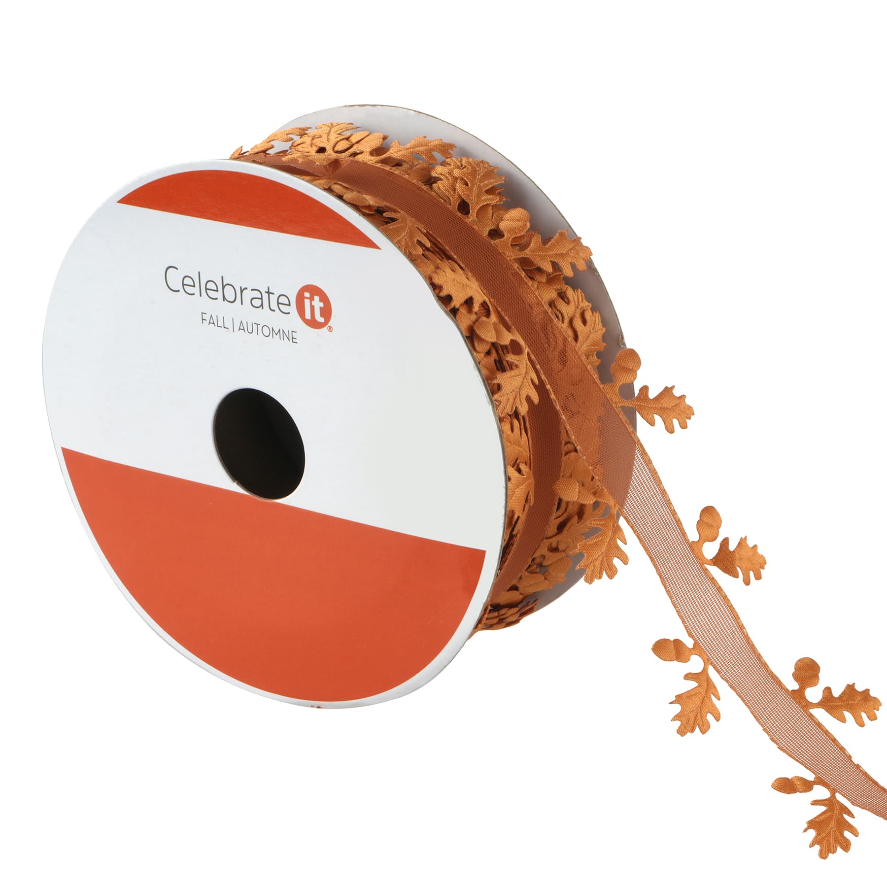 1.5&#x22; x 30ft. Brown Leaf Ribbon by Celebrate It&#xAE;