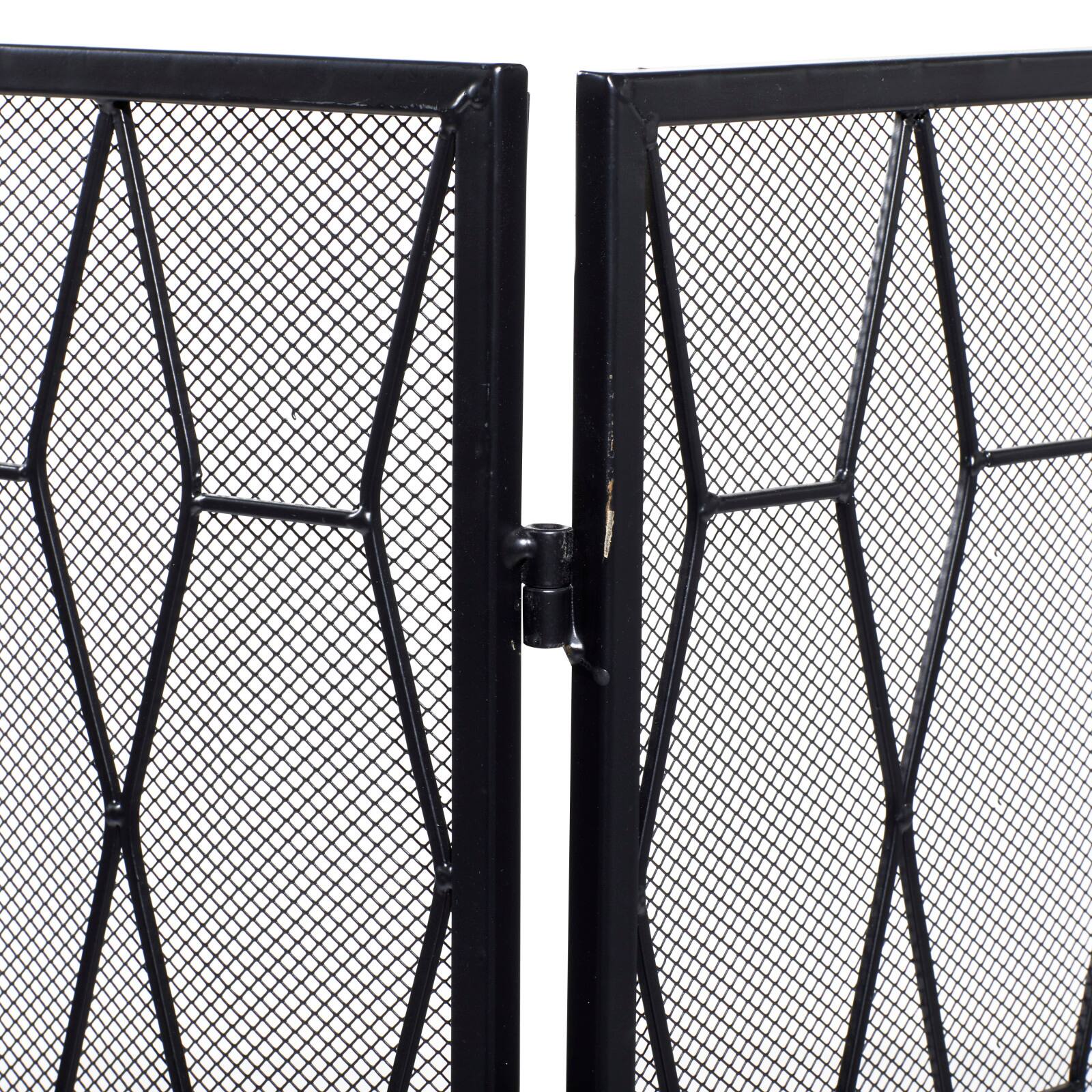Black Metal Contemporary Fireplace Screen, 31&#x22; x 51&#x22; x 1&#x22;