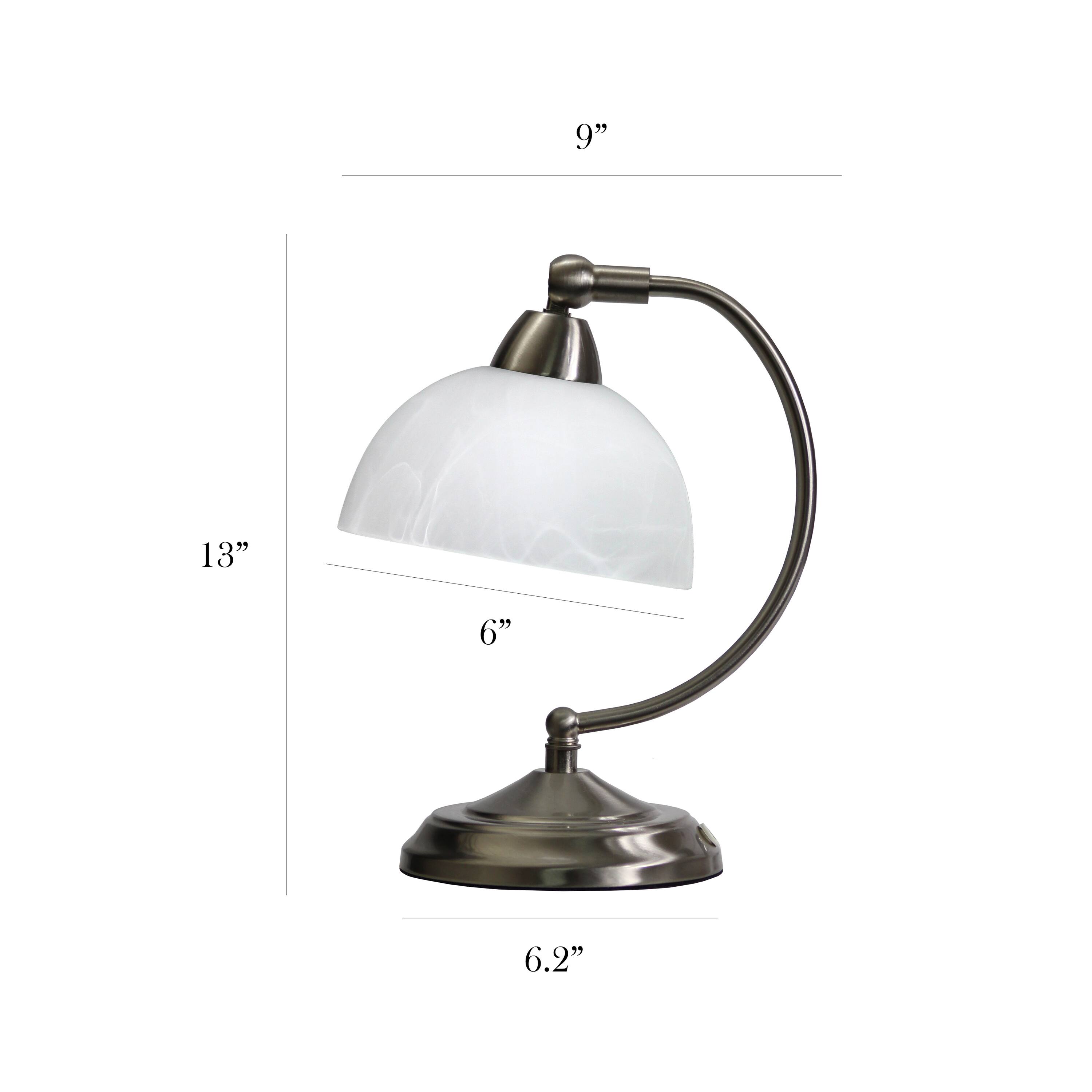 Elegant Designs 13&#x22; Brushed Nickel Banker&#x27;s Desk Lamp with Touch Base