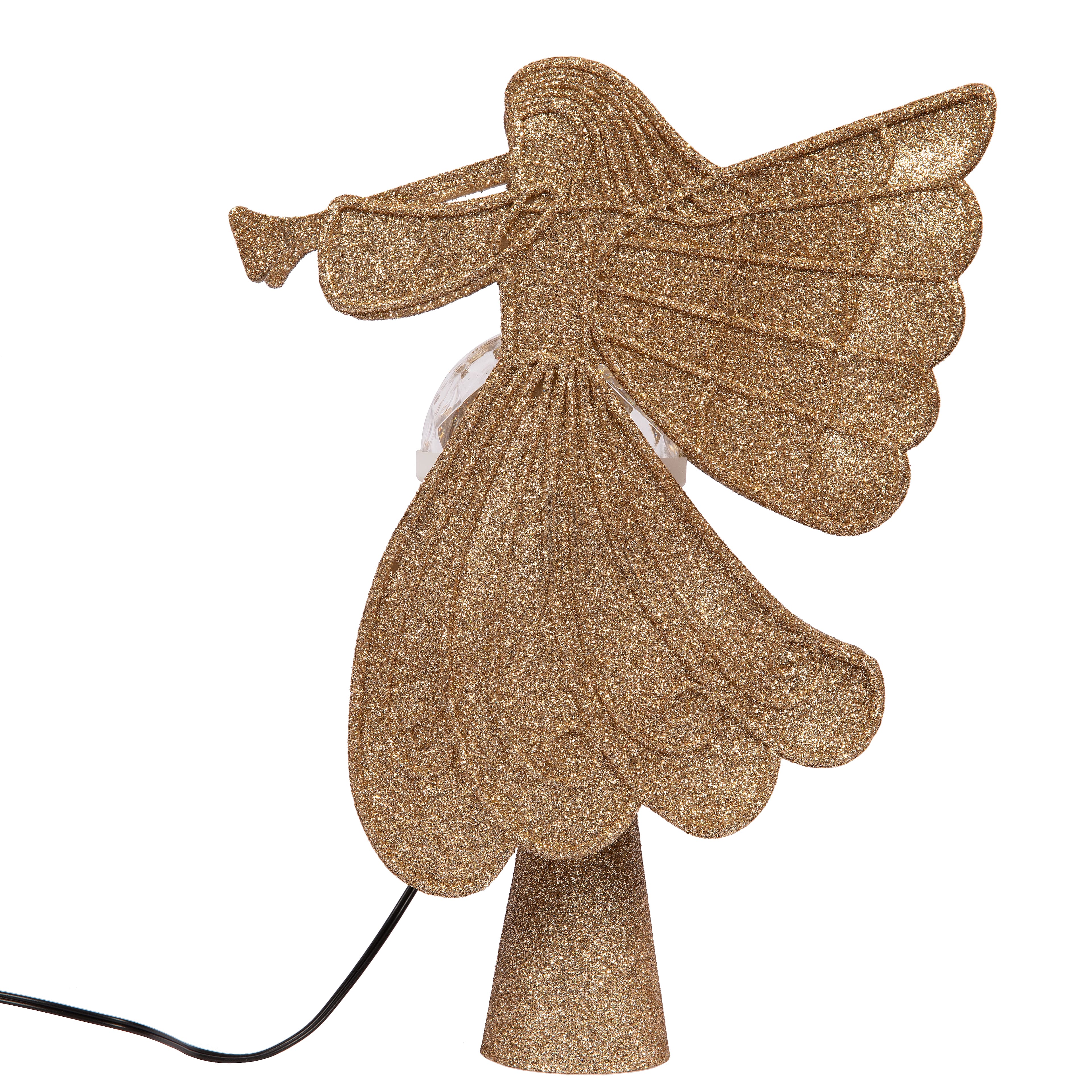 10.5&#x22; Gold Glitter Angel LED Projector Tree Topper by Ashland&#xAE;