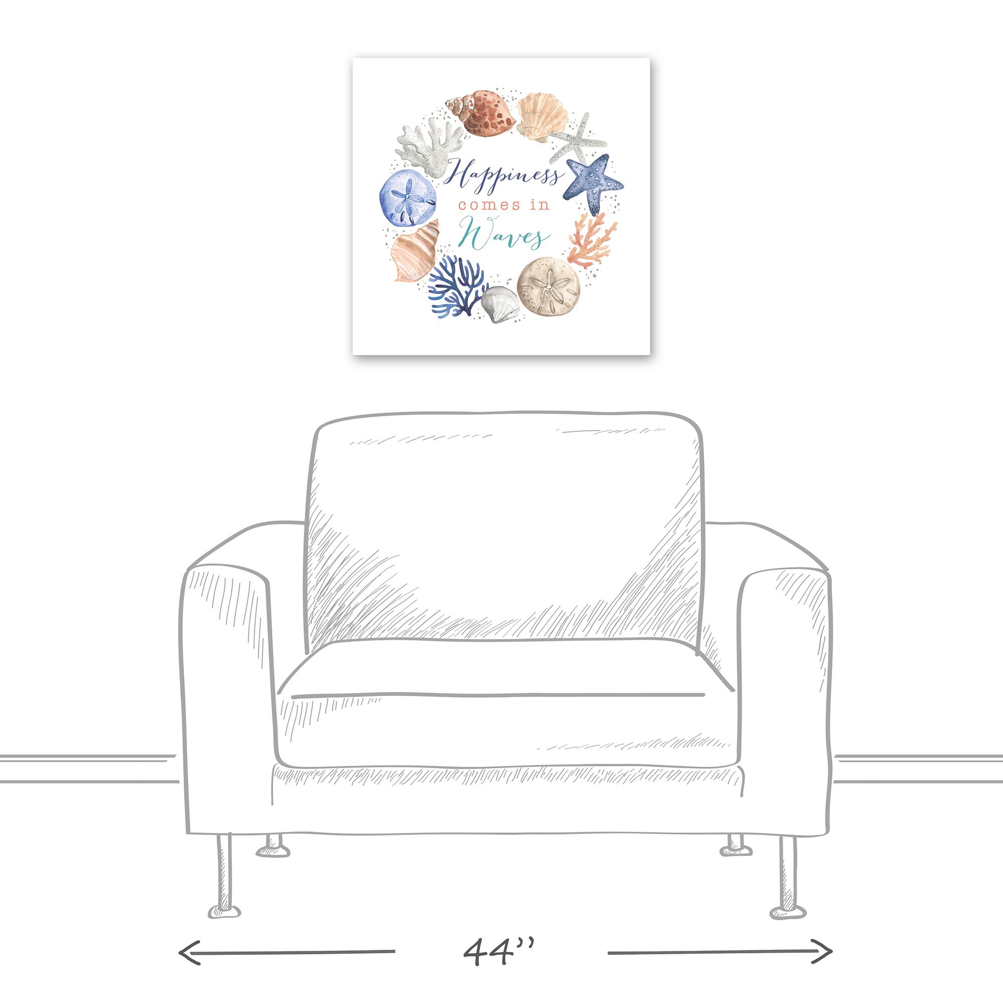 Happiness Comes In Waves Canvas Wall Art