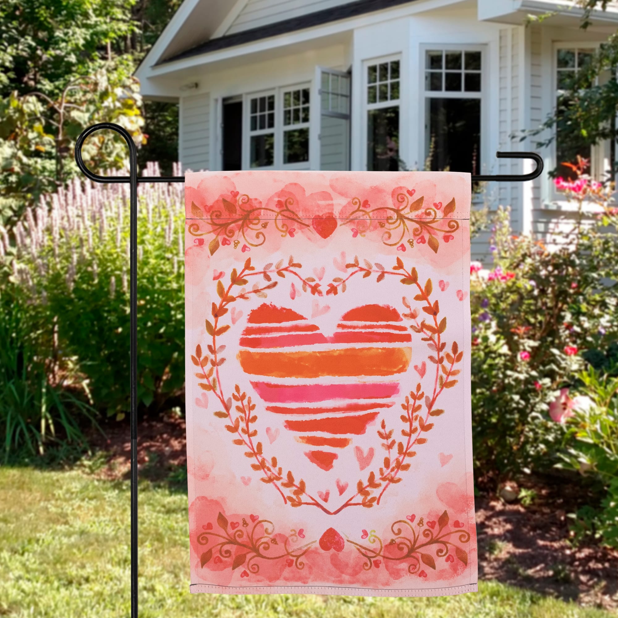 18" Watercolor Heart Valentine's Day Outdoor Garden Flag