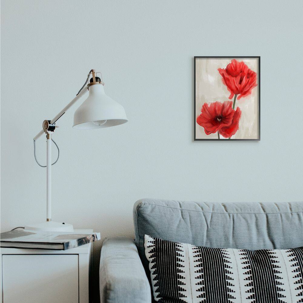 Stupell Industries Soft Petal Poppies Red Beige Floral Painting Framed Wall Art