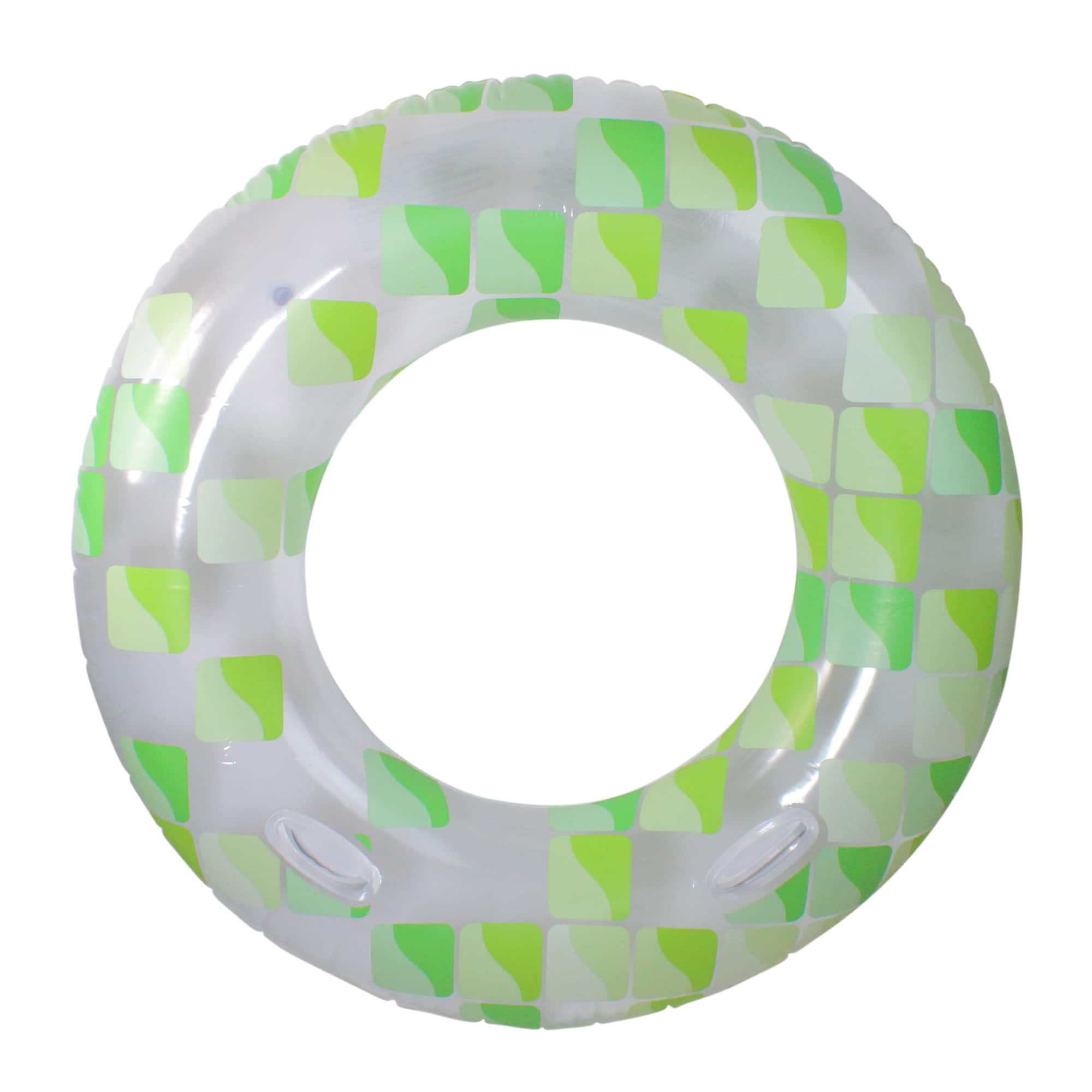 47&#x22; Green &#x26; Clear Geometric Inflatable Pool Inner Tube Ring