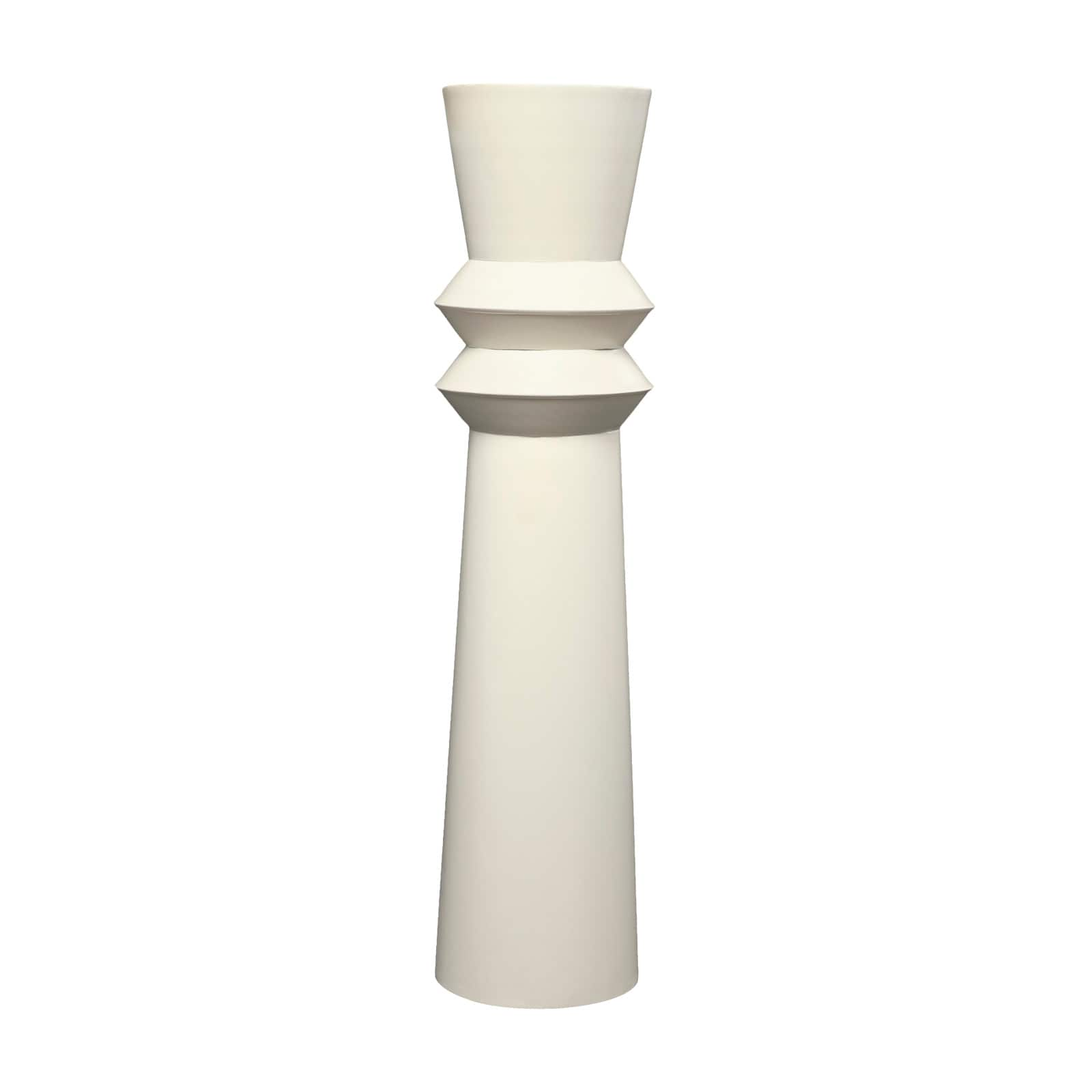 The Novogratz 2.5ft. Cream Metal Tall Art Deco Fluted Floor Vase