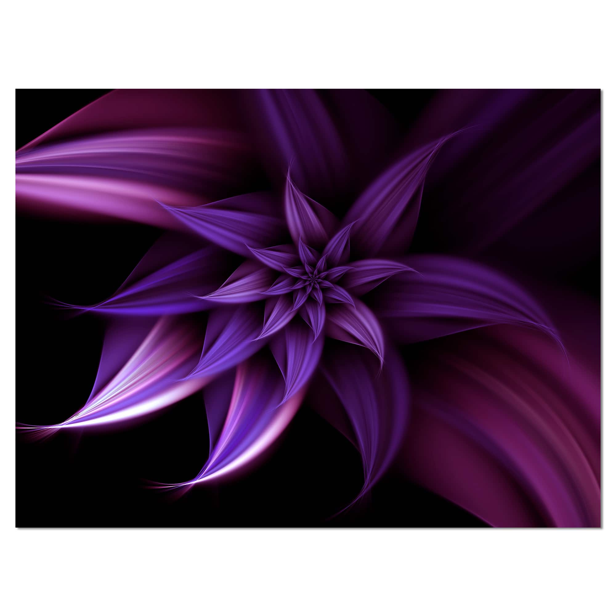 Designart - Fractal Flower Purple - Floral Art Canvas Print