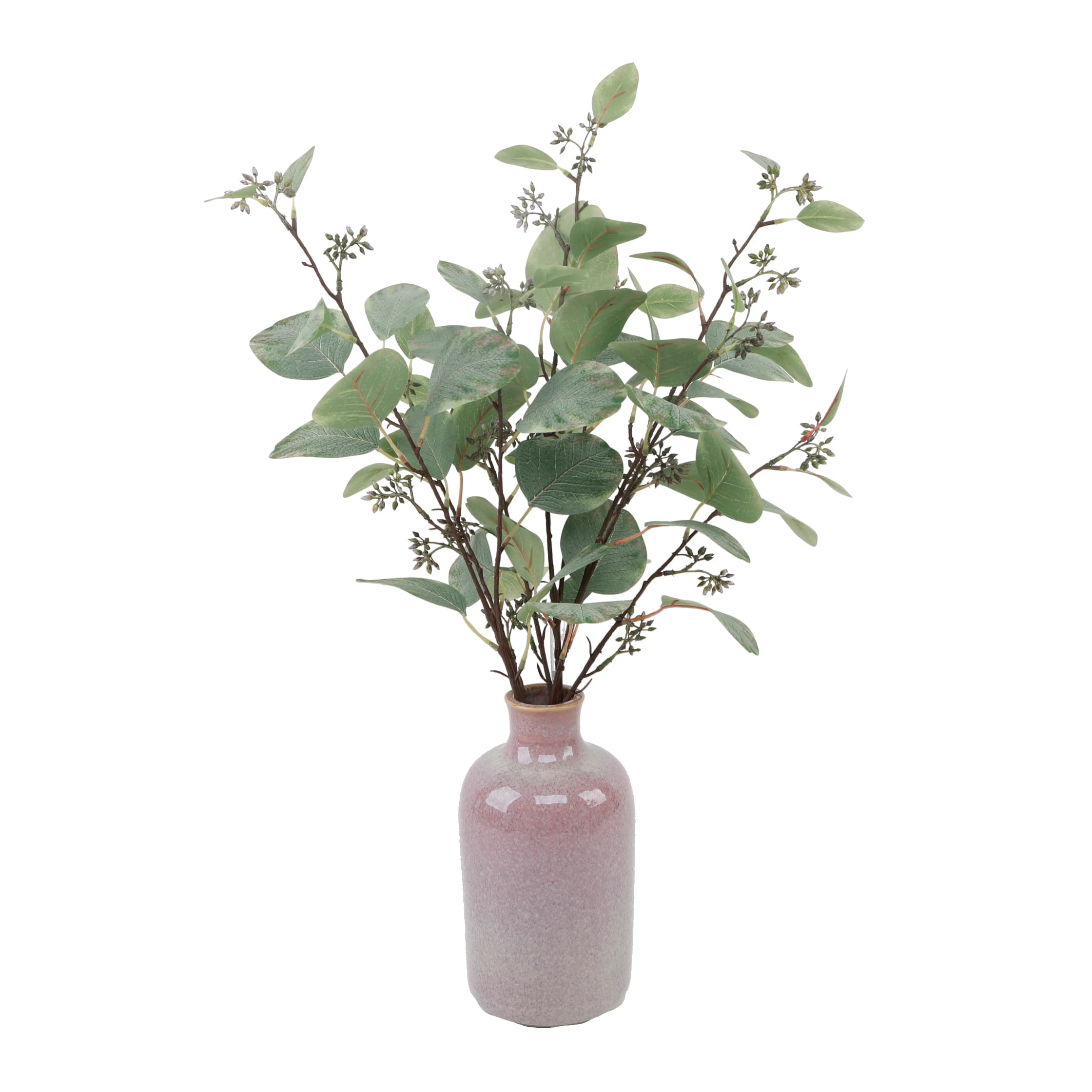 Flora Bunda® 26.5" Green Eucalyptus in Mauve Ceramic Vase