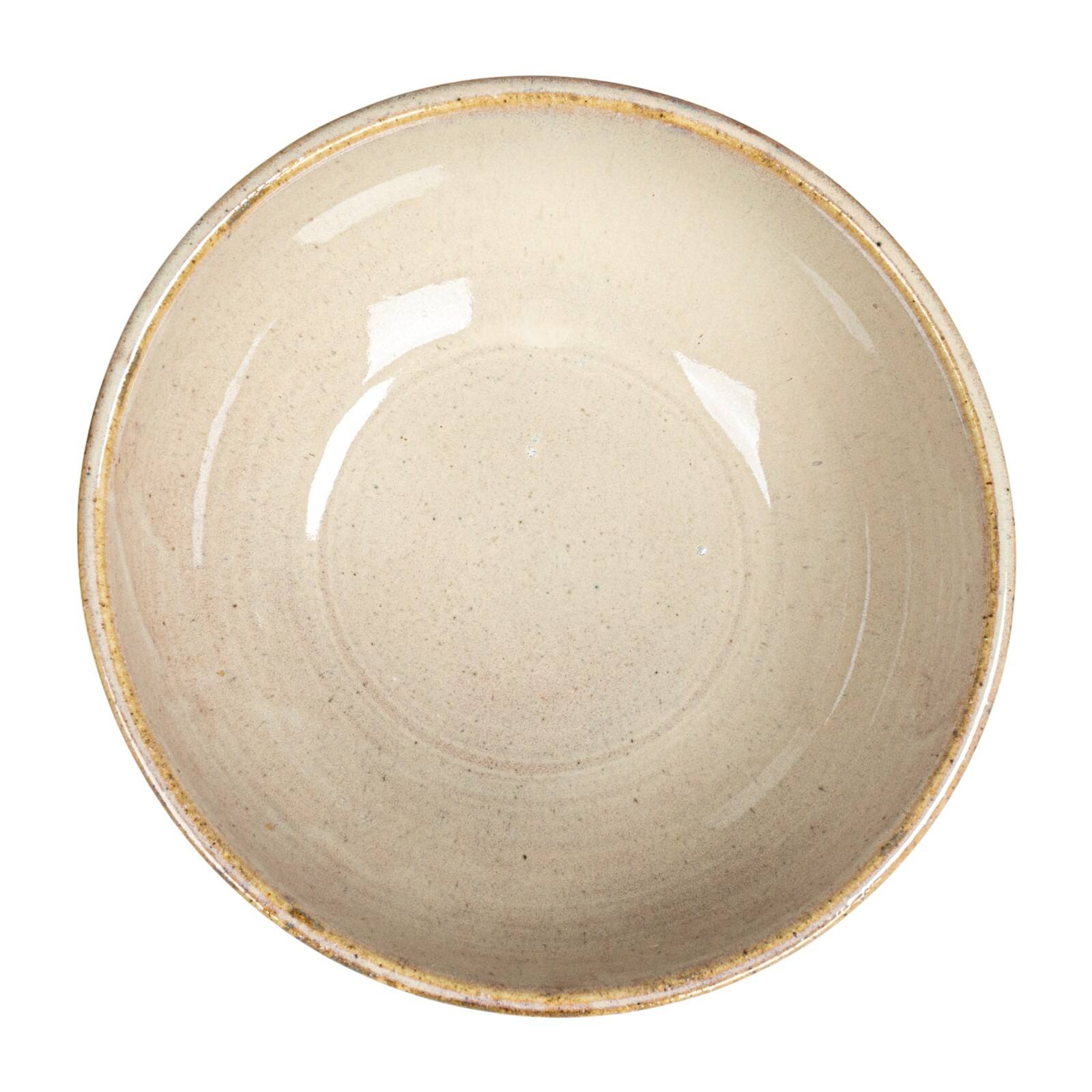Hello Honey&#xAE; Tan &#x26; Marine Round Geometric Stoneware Bowl