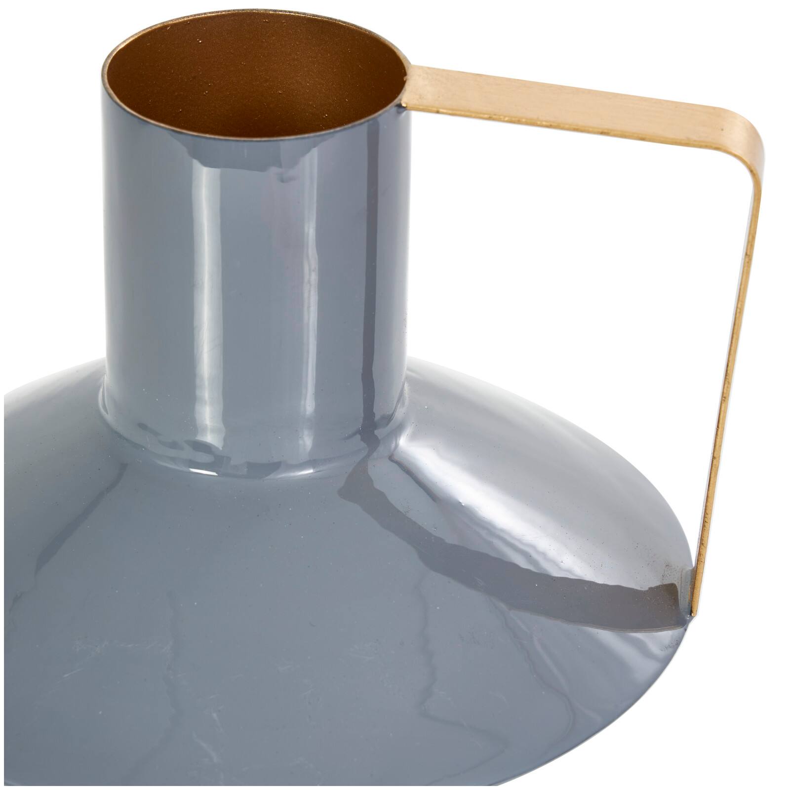 CosmoLiving by Cosmopolitan Blue Metal Abstract Enameled Vase with Geometric Gold Handle Set