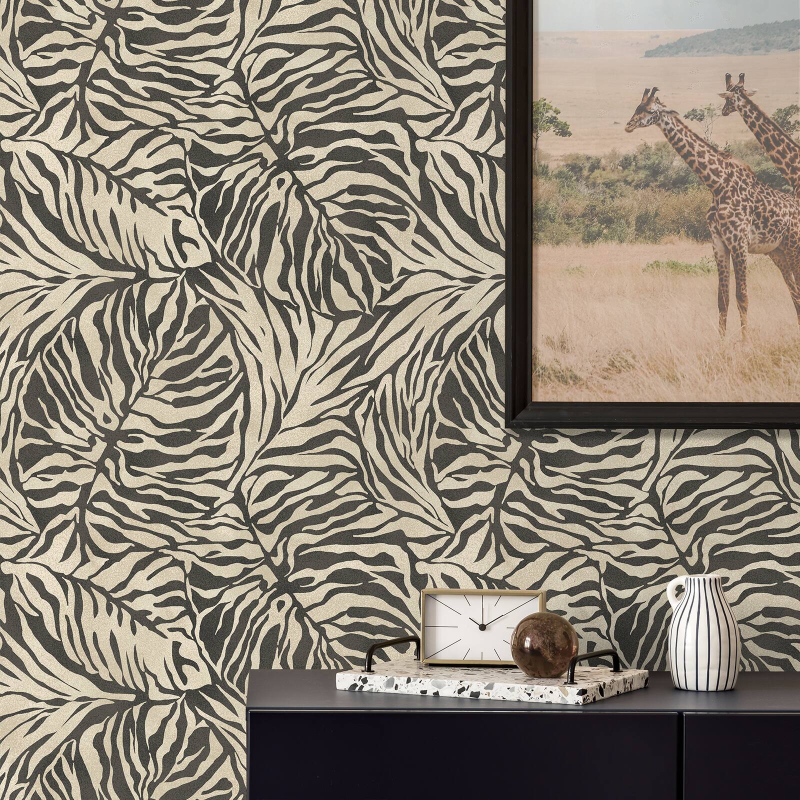 Tommy Bahama Zebra Leaf Peel &#x26; Stick Wallpaper