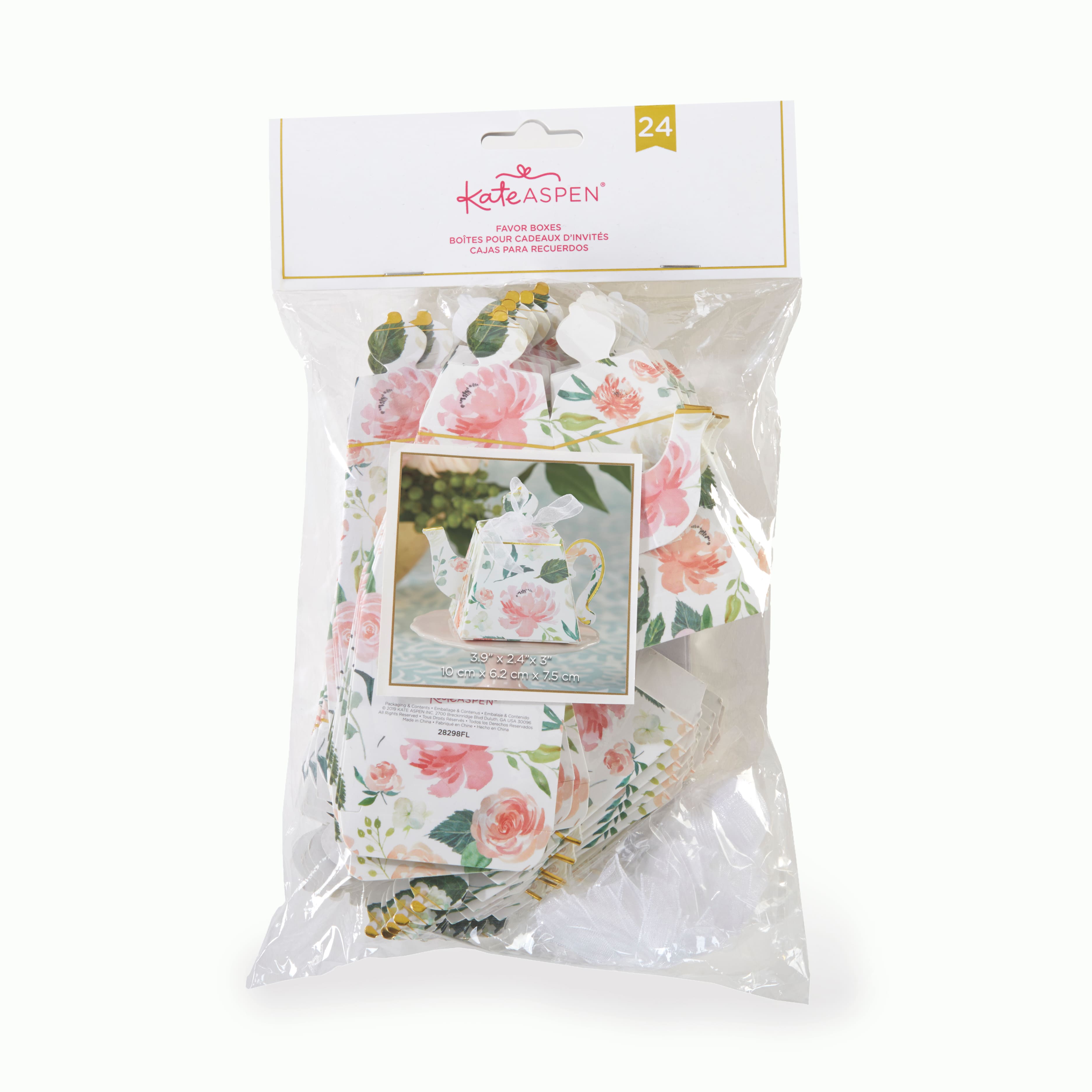 Kate Aspen&#xAE; Brunch Floral Teapot Favor Box Set, 24ct.